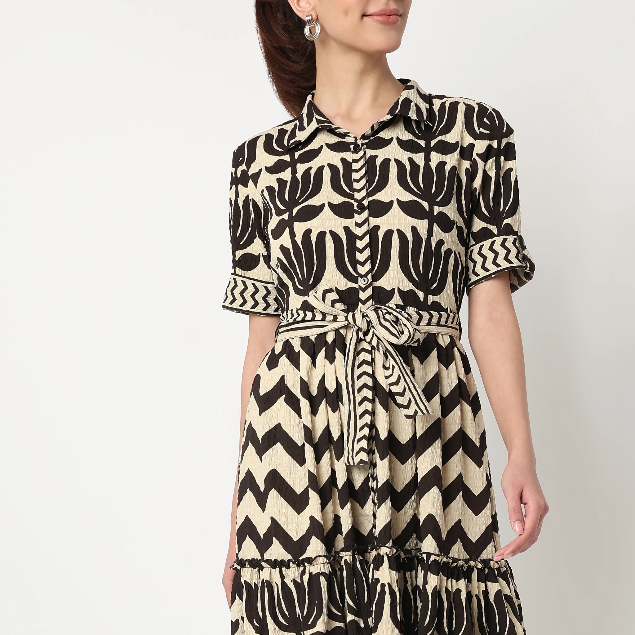 Shirt Printed Tiered Dress - Image 4