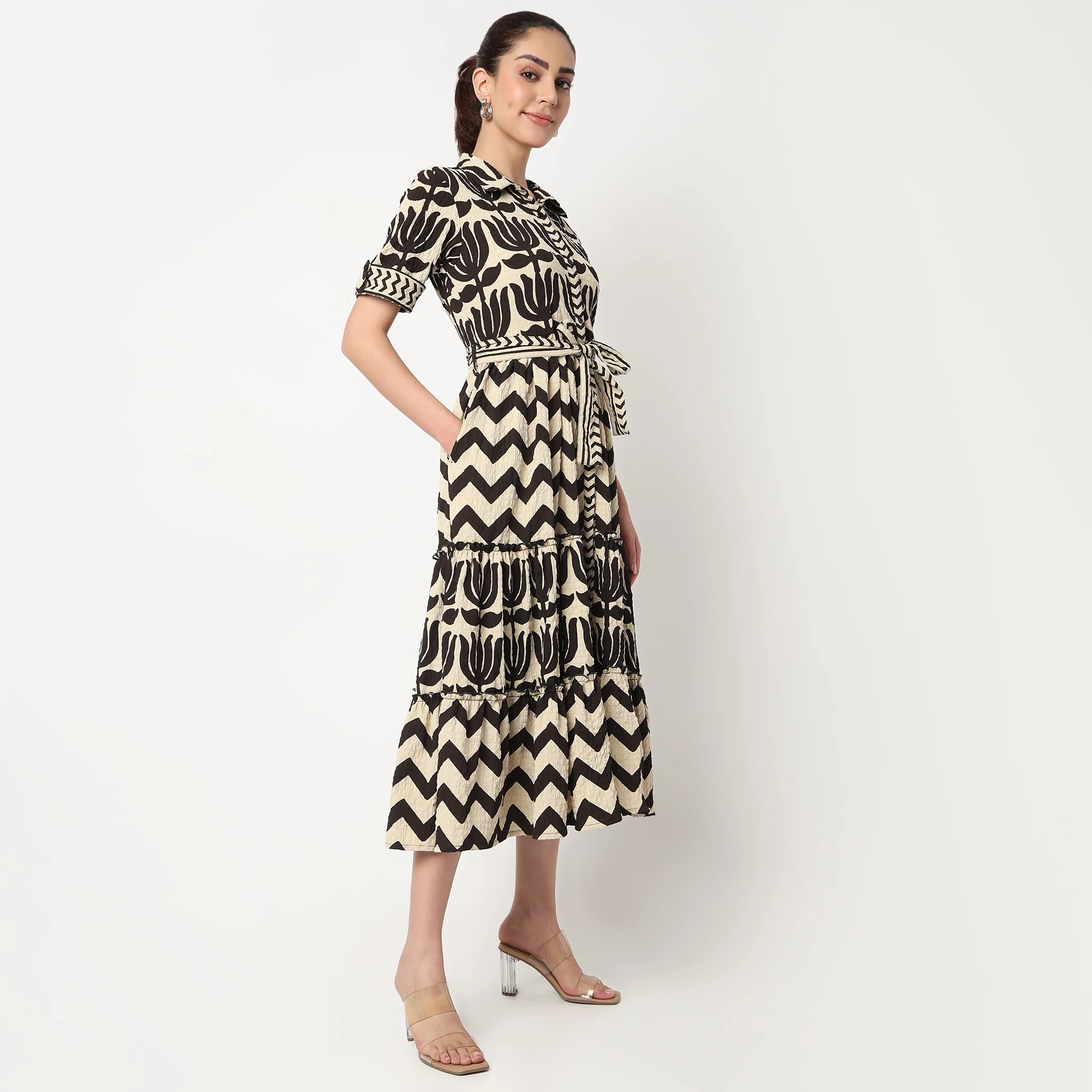 Shirt Printed Tiered Dress - Image 5