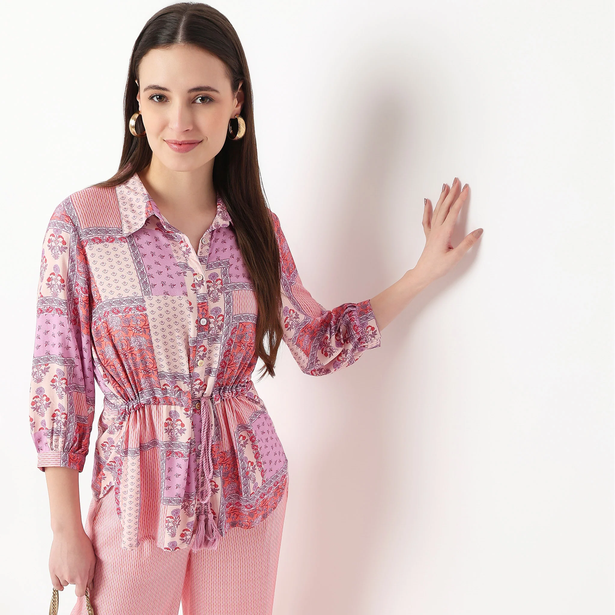 Shirt With Waist Tie Up Through Tunnel - Image 5
