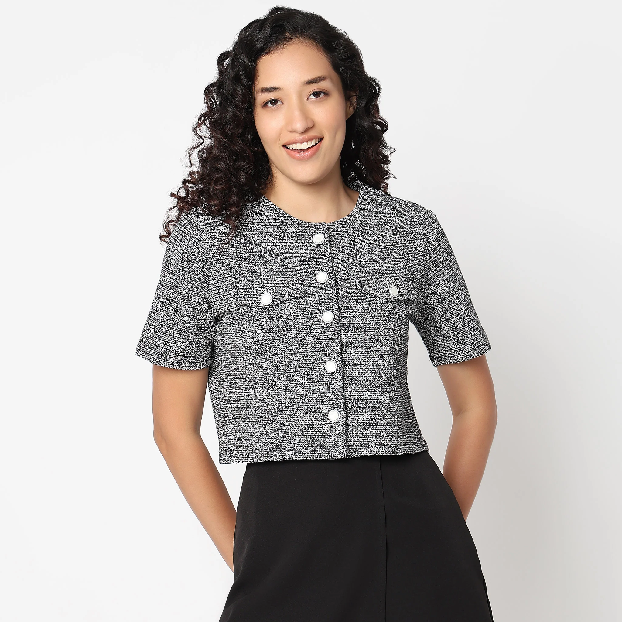 Short Sleeve Woven Structured Shirt - Image 2