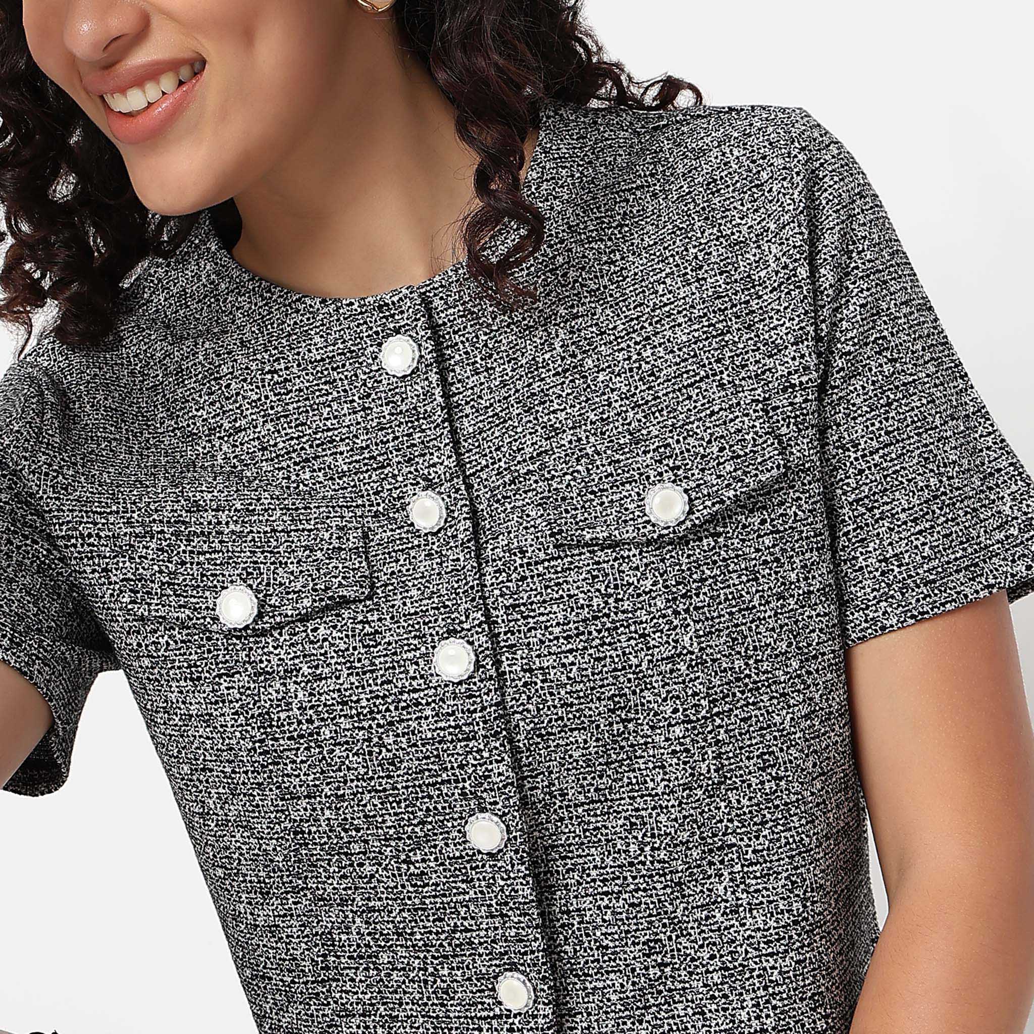 Short Sleeve Woven Structured Shirt - Image 4