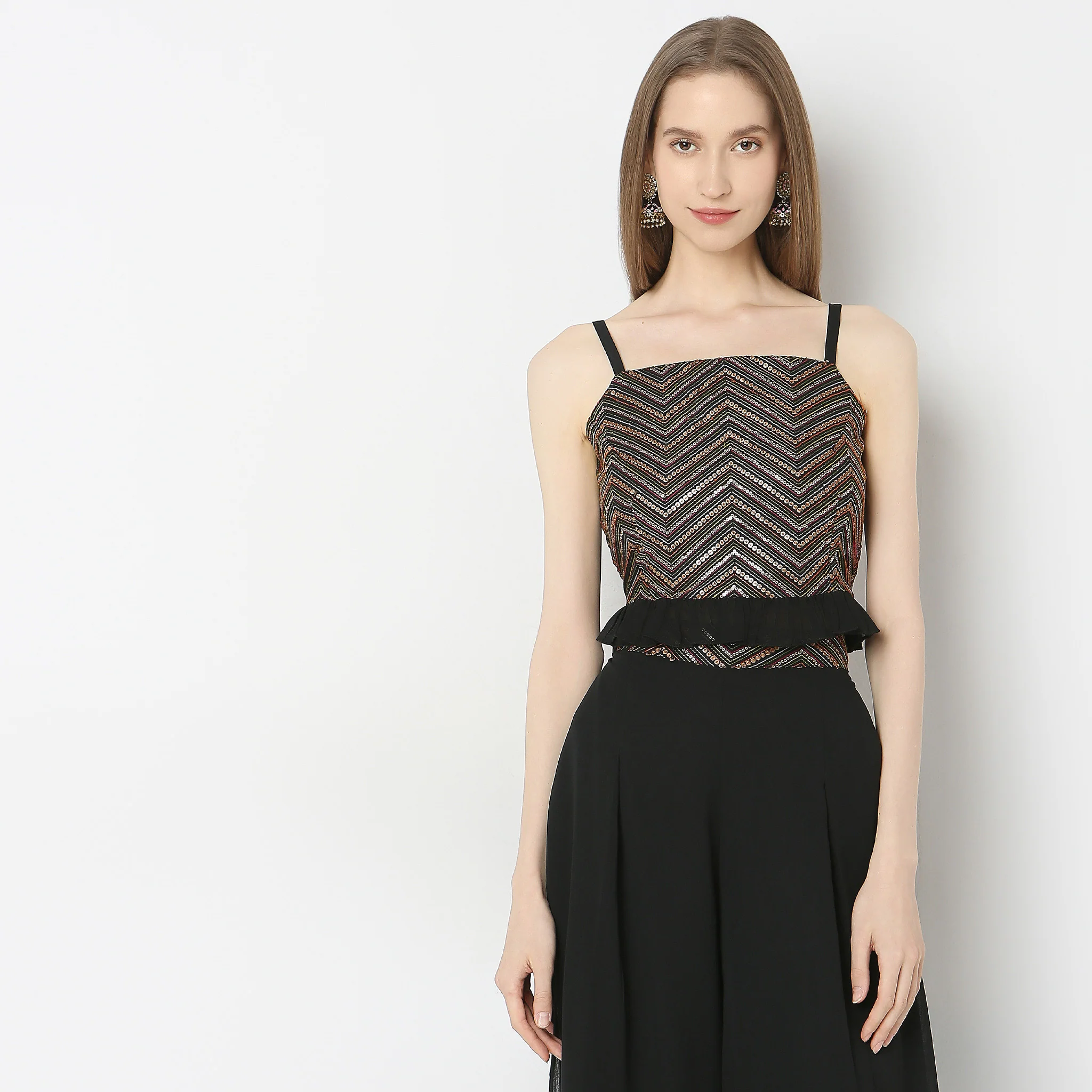 Skinny Fit Embellished Crop Top - Image 2