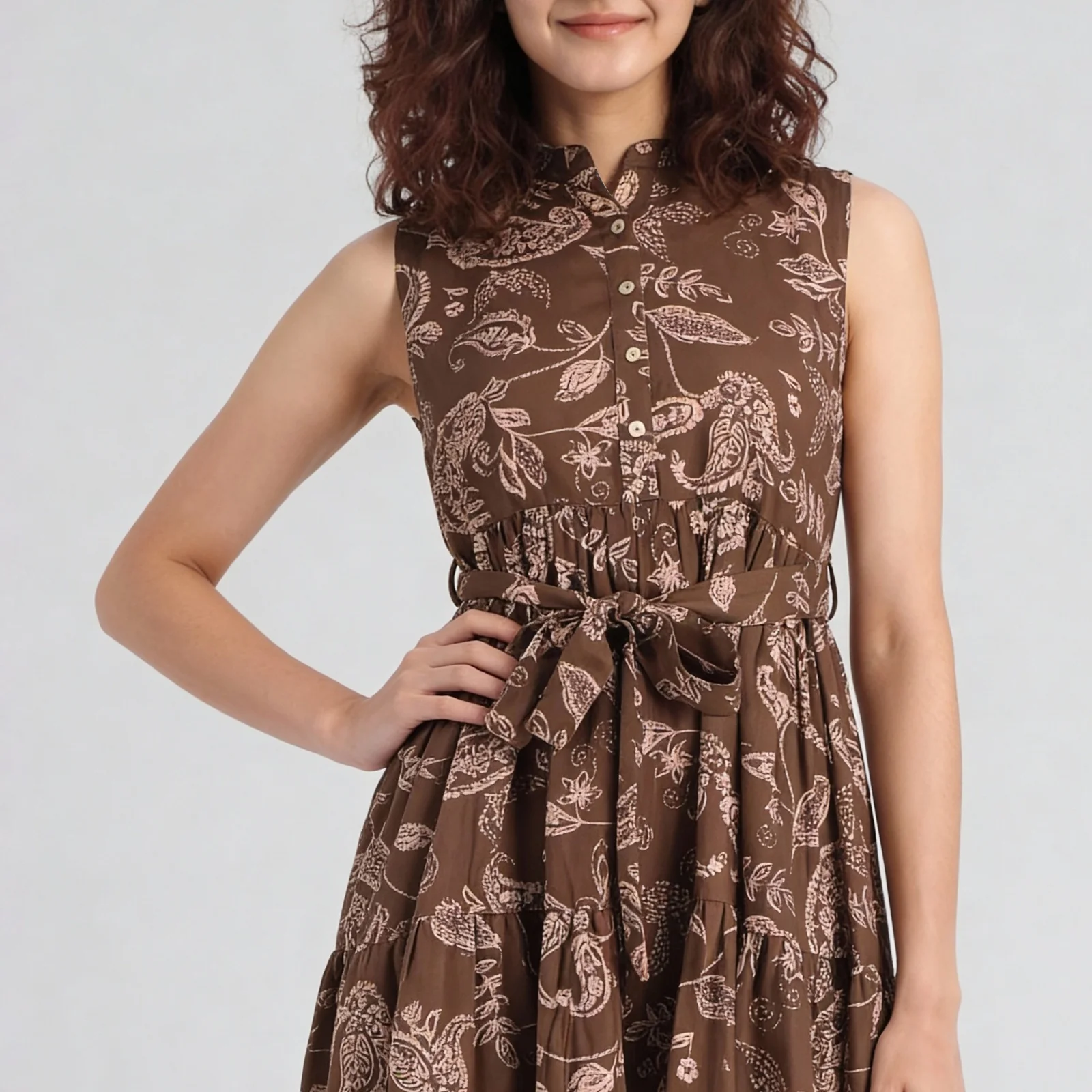 Sleeveless Printed Tiered Dress - Image 4