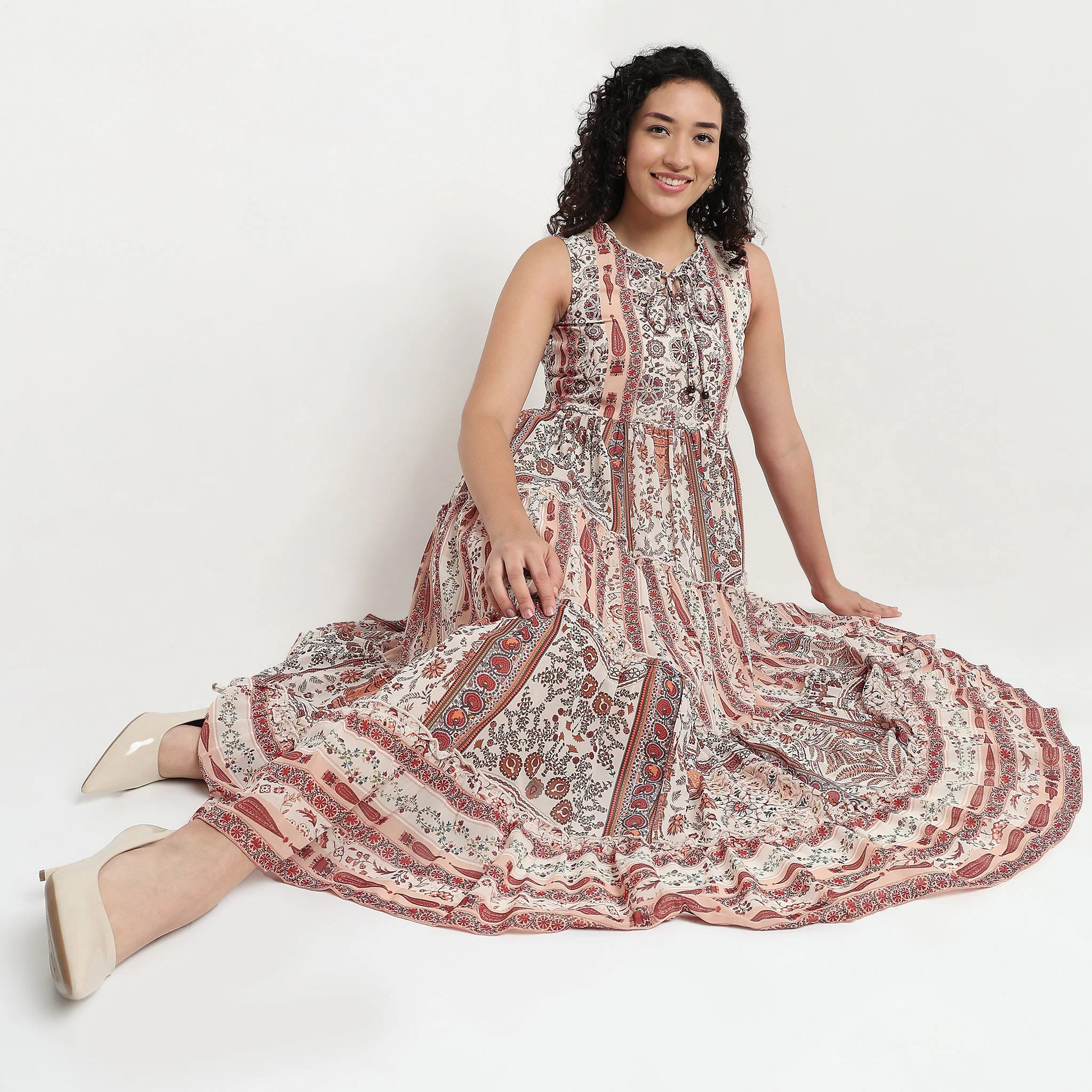 Sleeveless Tiered Georgette Dress