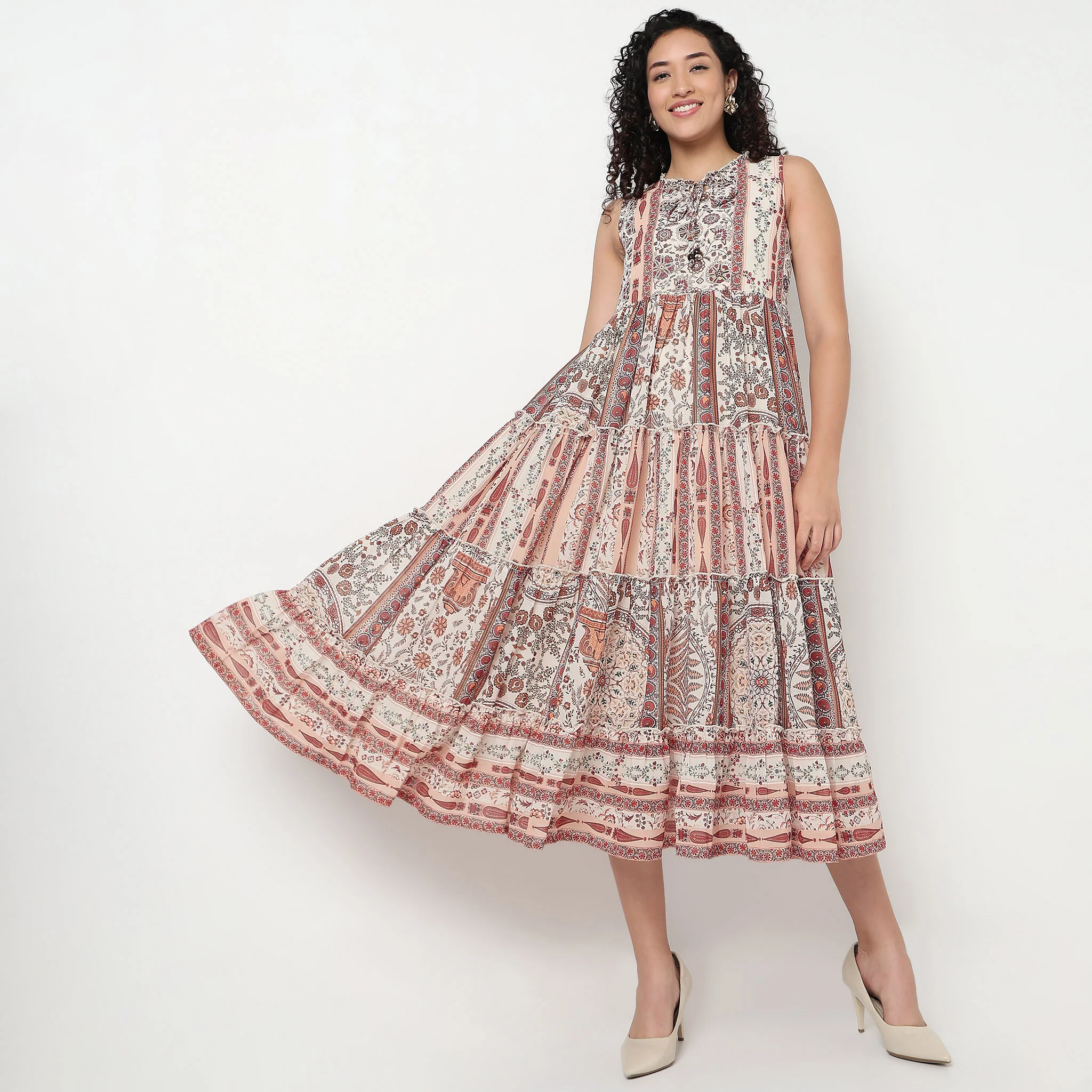 Sleeveless Tiered Georgette Dress - Image 2