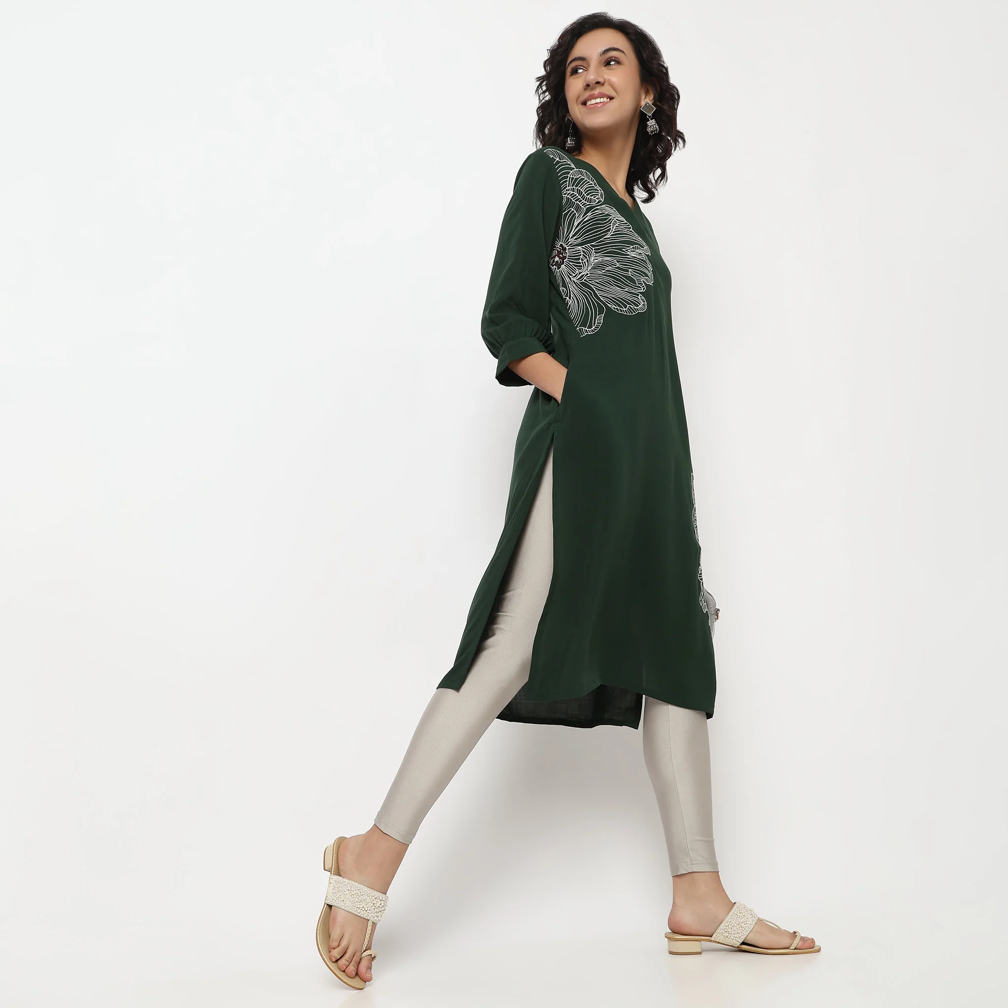 Ankle Length Metallic Leggings - Image 21