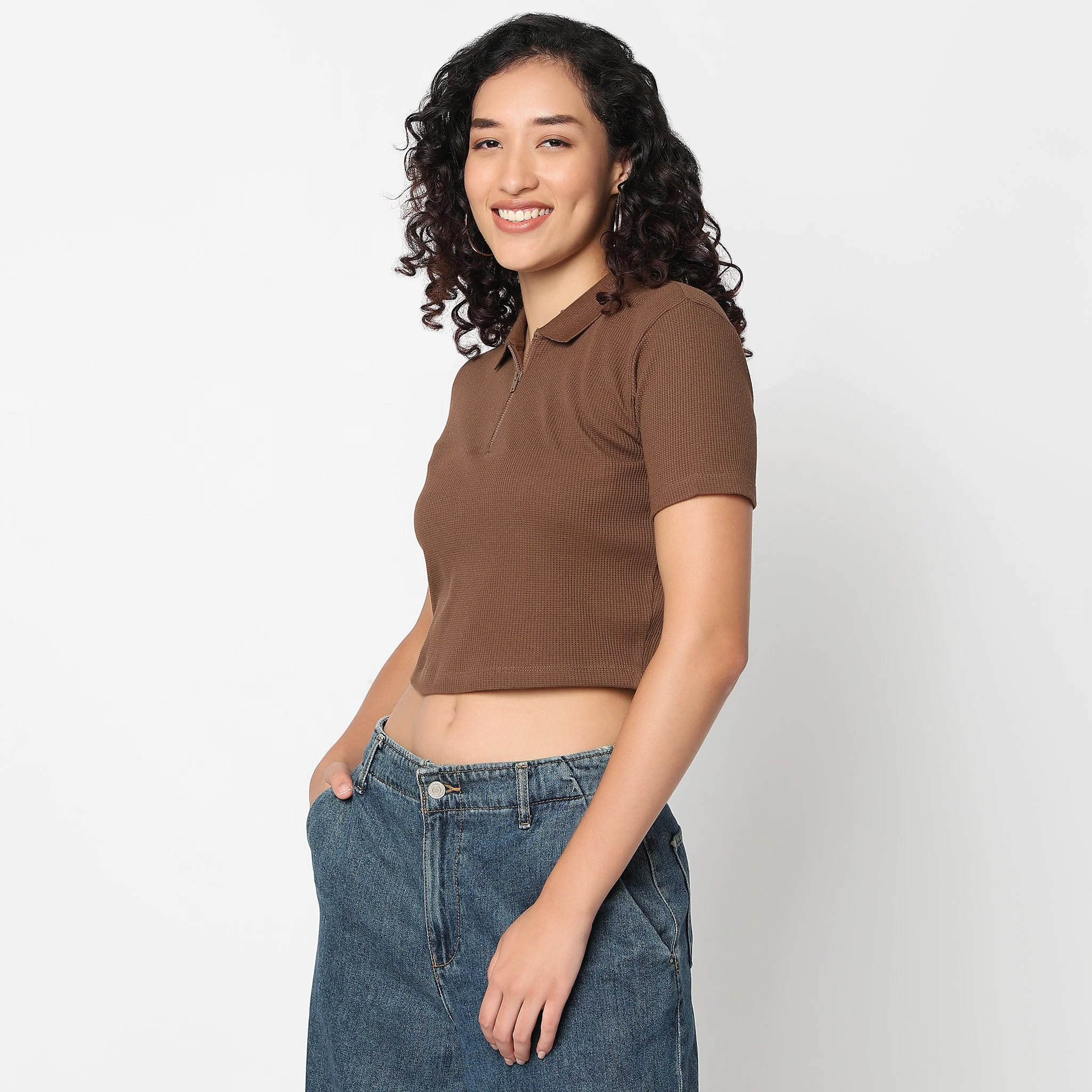 Slim Fit Athleisure T-Shirt With Partial Zipper Opening - Image 5