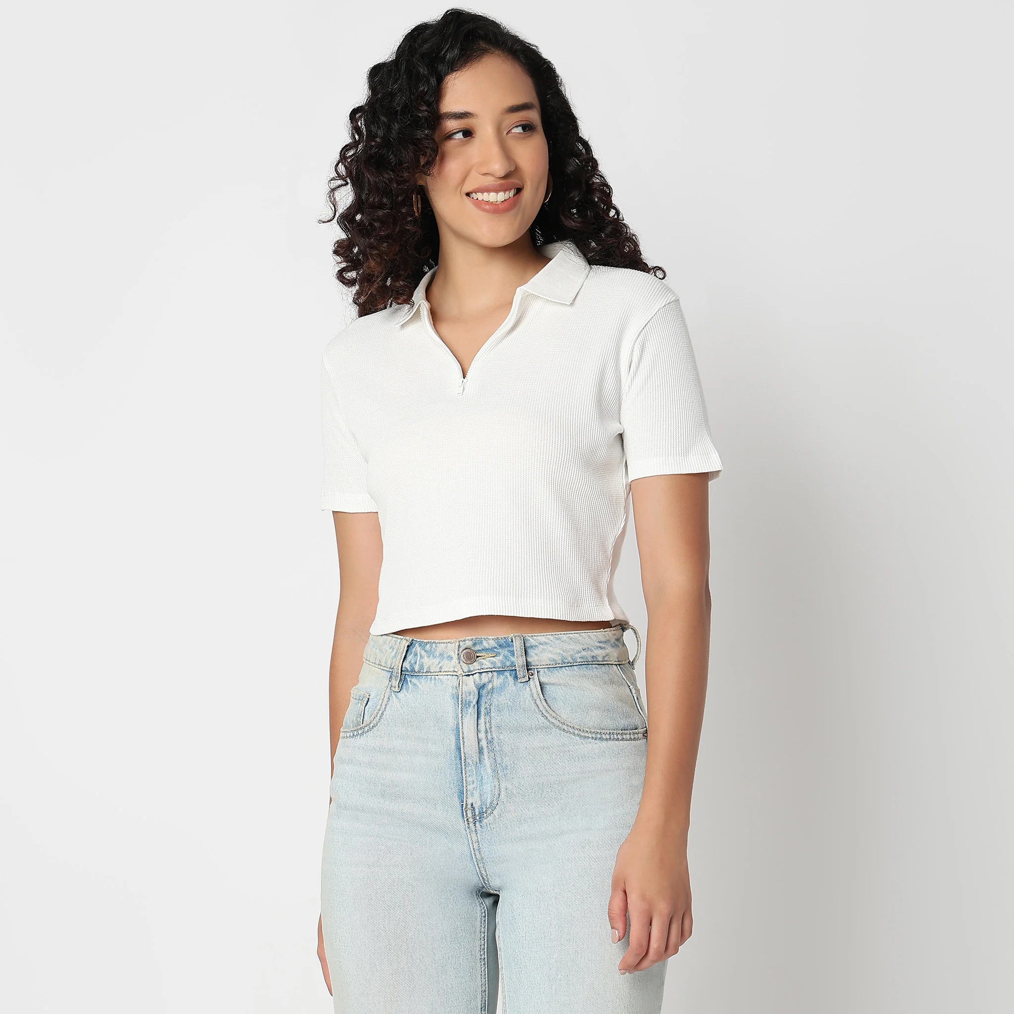 Slim Fit Athleisure T-Shirt With Partial Zipper Opening - Image 7
