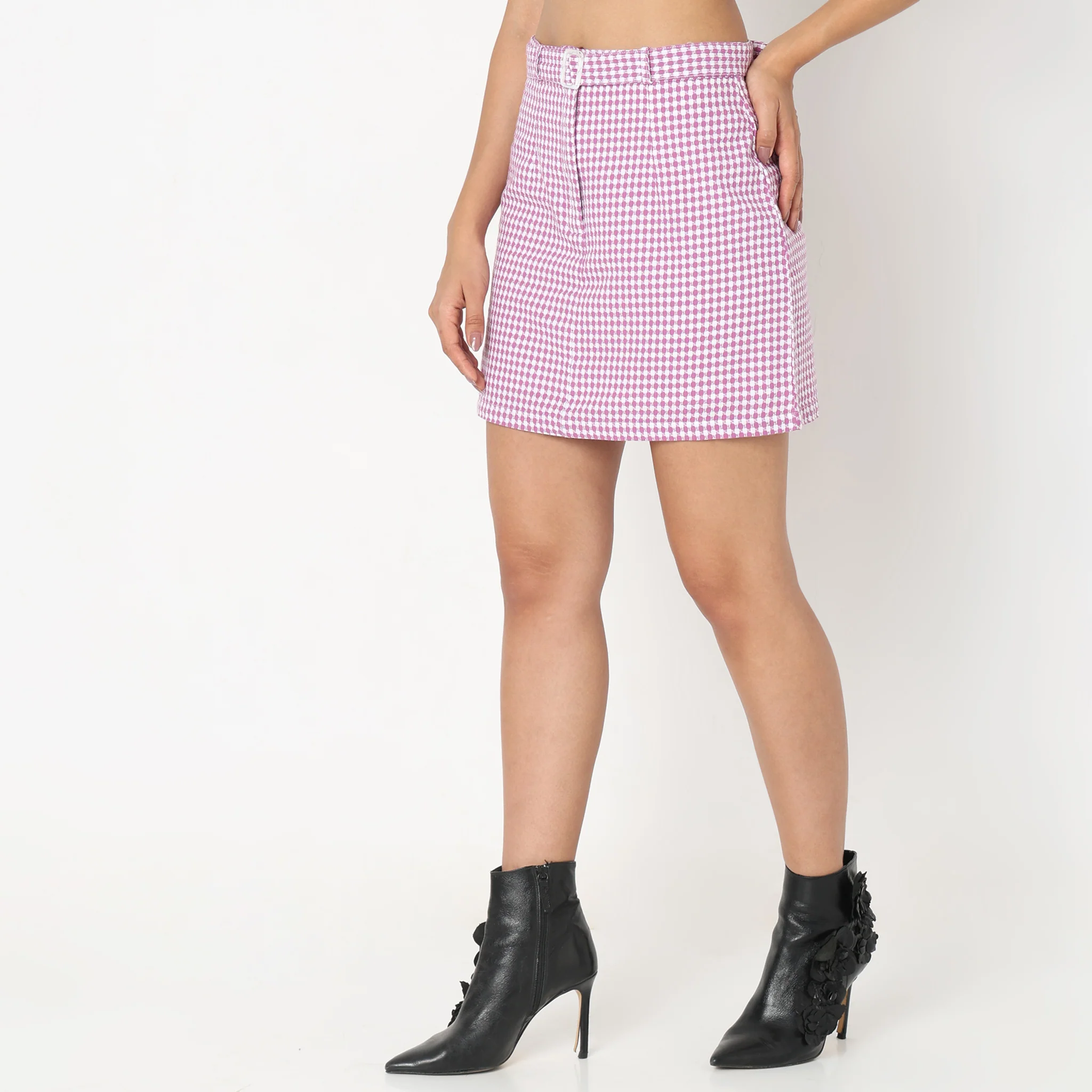 Slim Fit Checkered Skirt - Image 5