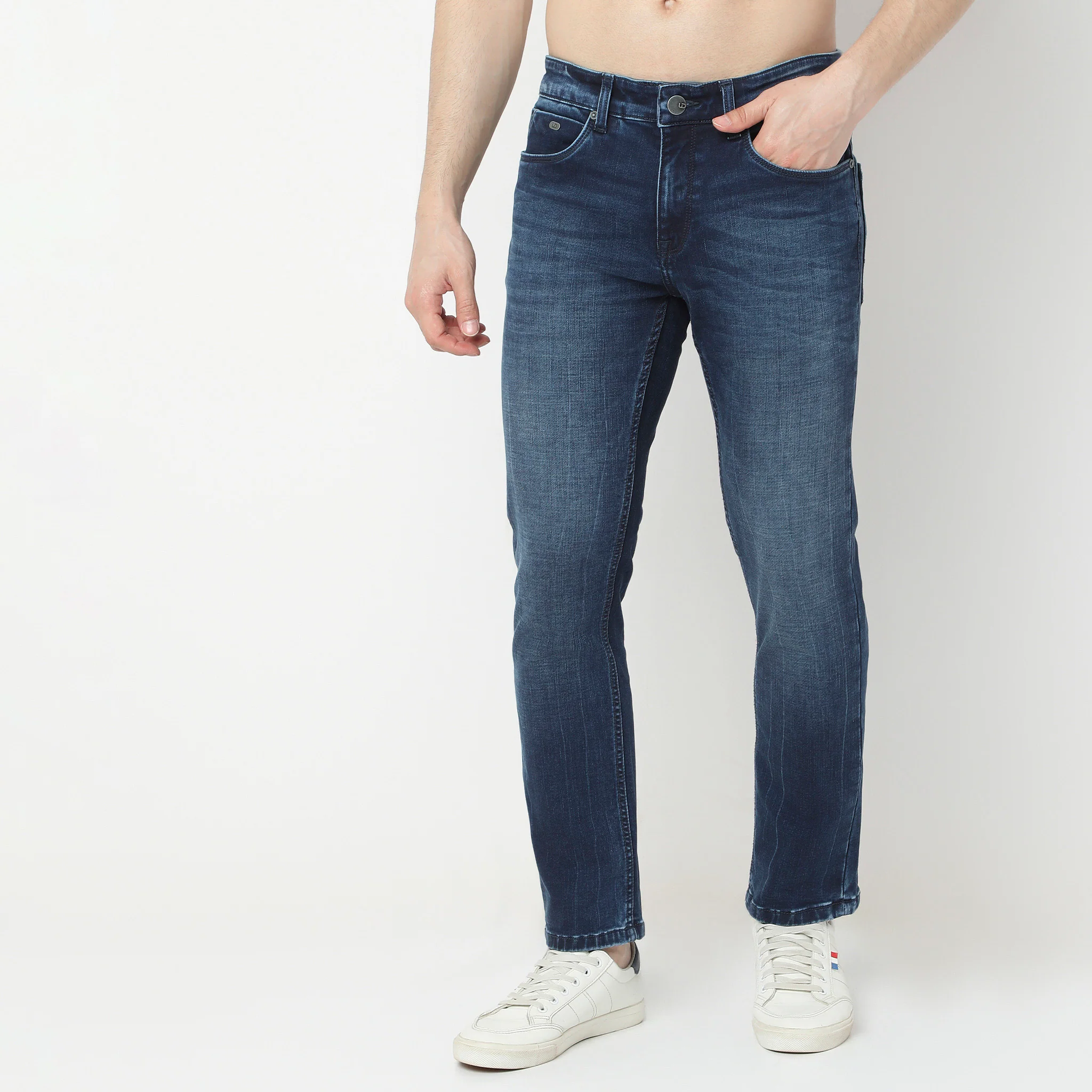 Union of Denim™ Adv Extra Strtech Indigo "Knit" Fabric Classic Wash Soft Feel Jeans - Straight Slim Fit - Image 2