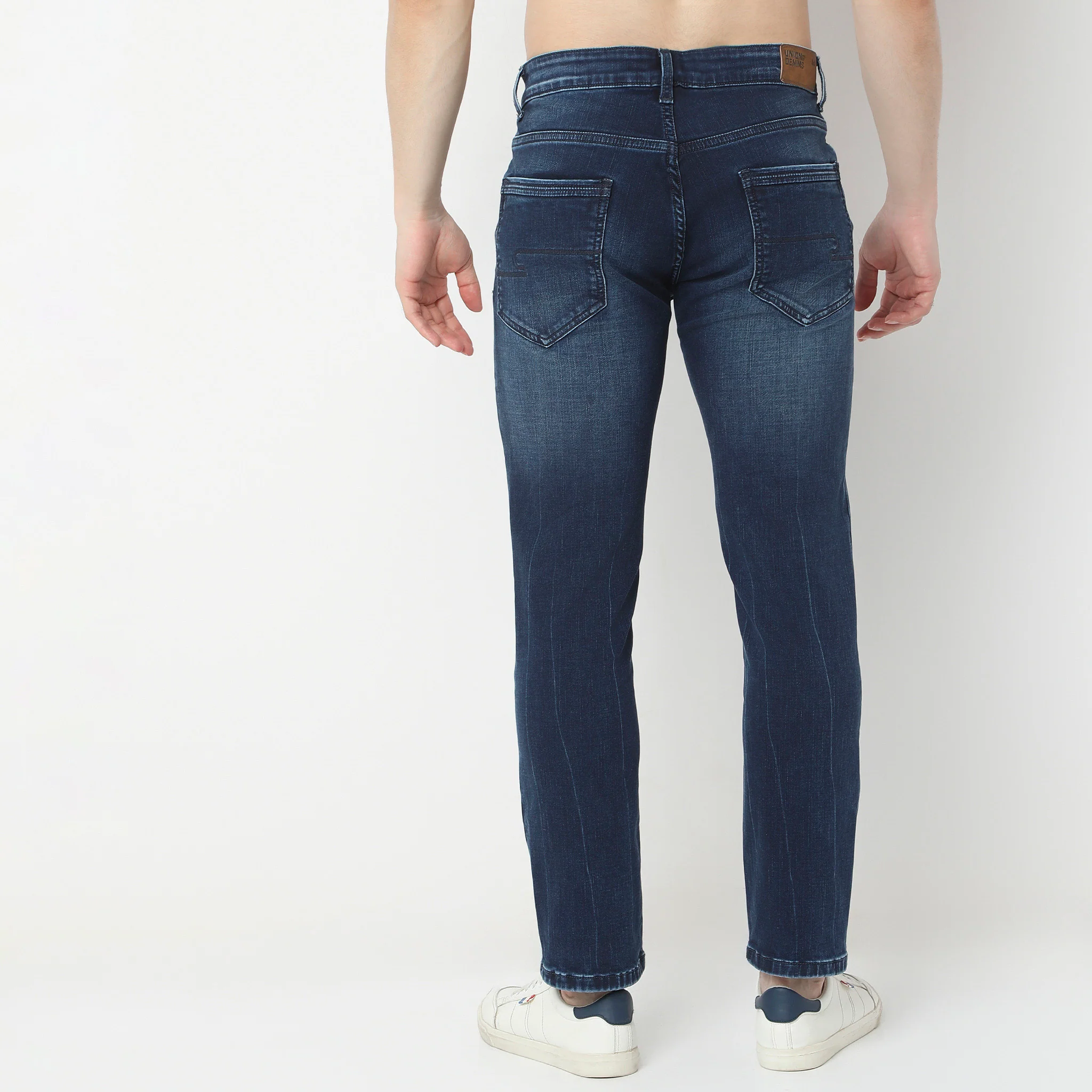 Union of Denim™ Adv Extra Strtech Indigo "Knit" Fabric Classic Wash Soft Feel Jeans - Straight Slim Fit - Image 3