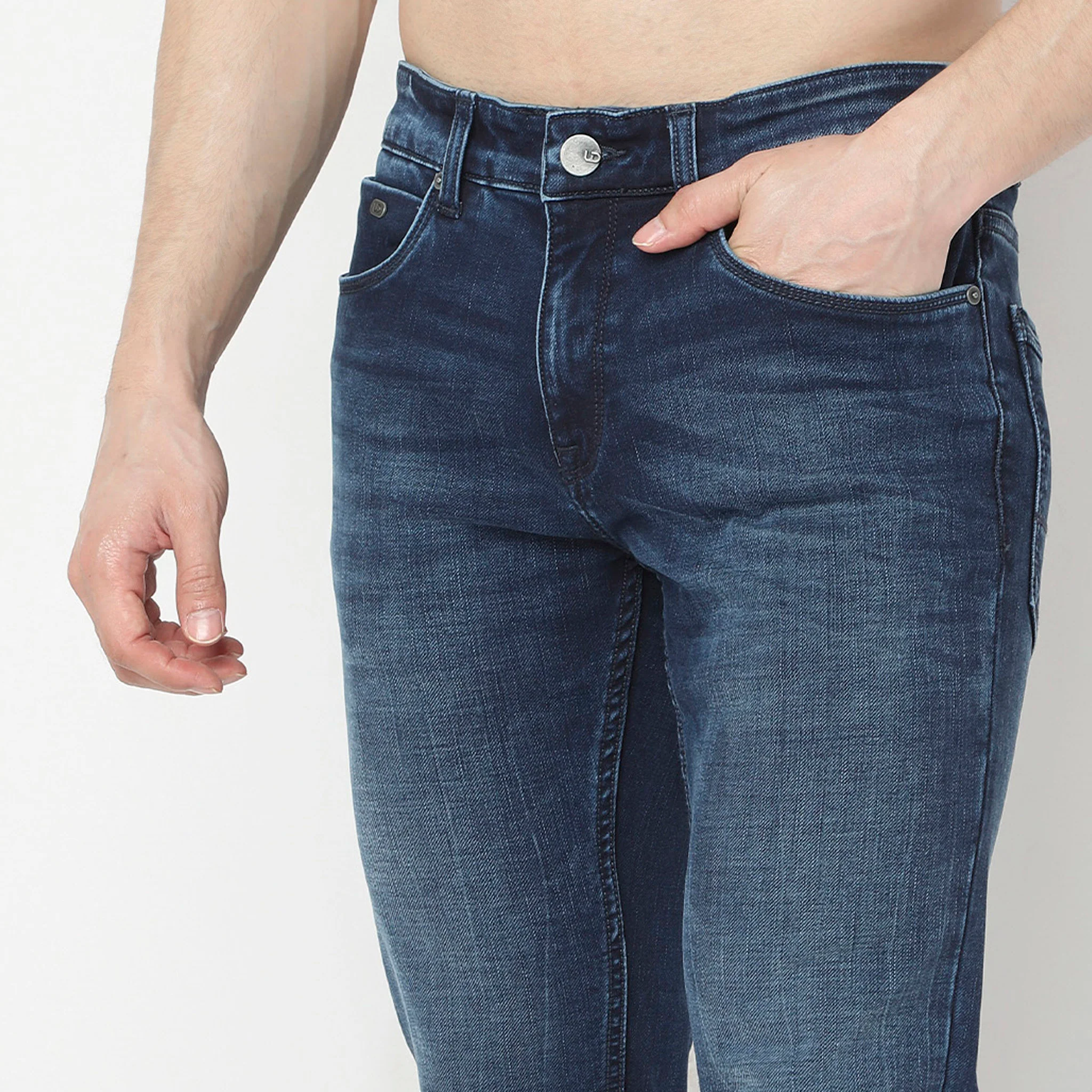 Union of Denim™ Adv Extra Strtech Indigo "Knit" Fabric Classic Wash Soft Feel Jeans - Straight Slim Fit - Image 4