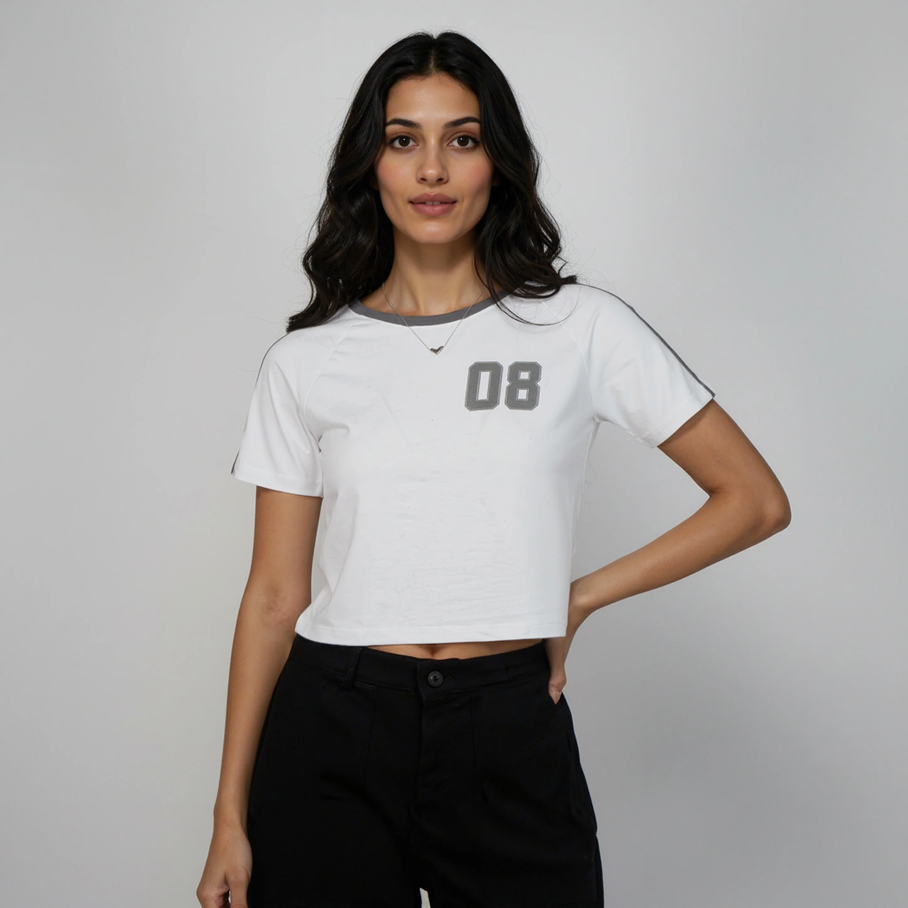 Slim Fit Cotton Graphic Crop T-Shirt - Image 2