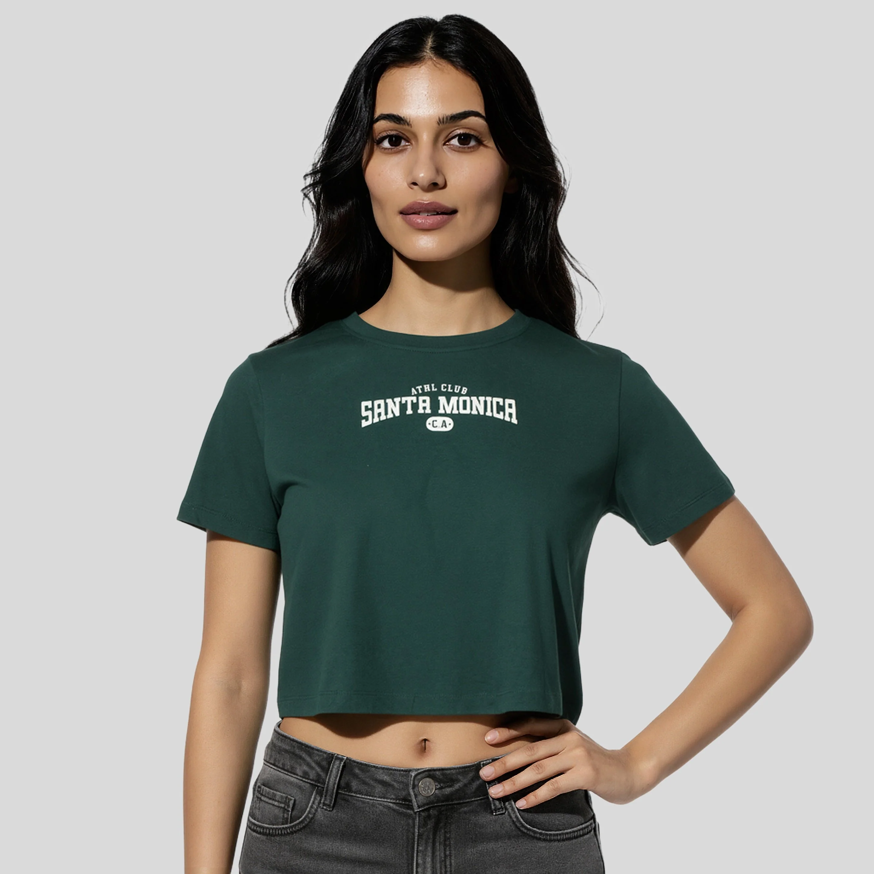 Slim Fit Cotton Graphic Crop T-Shirt - Image 2