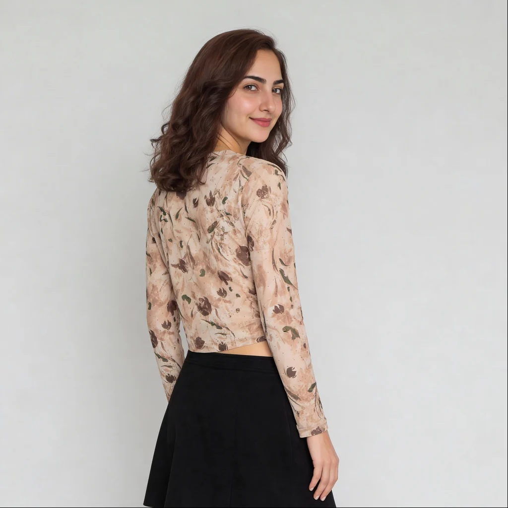 Slim Fit Full Sleeve Top With Ruching At Sides - Image 3