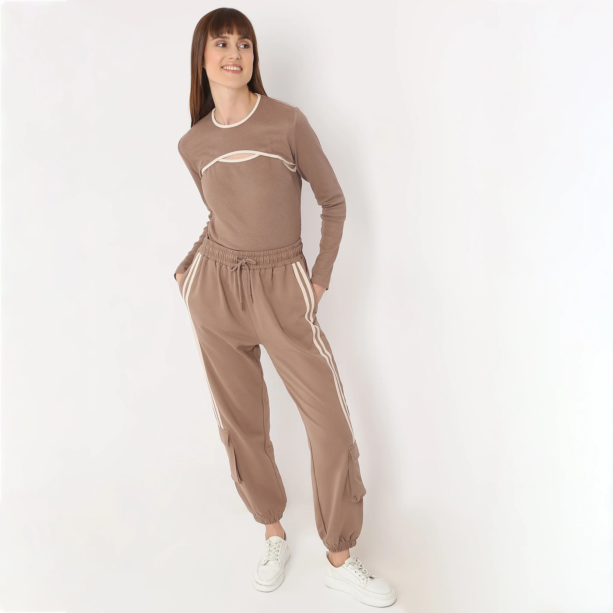 Slim Fit Full Sleeve With Cut Out Neck Detail T-Shirt - Image 6