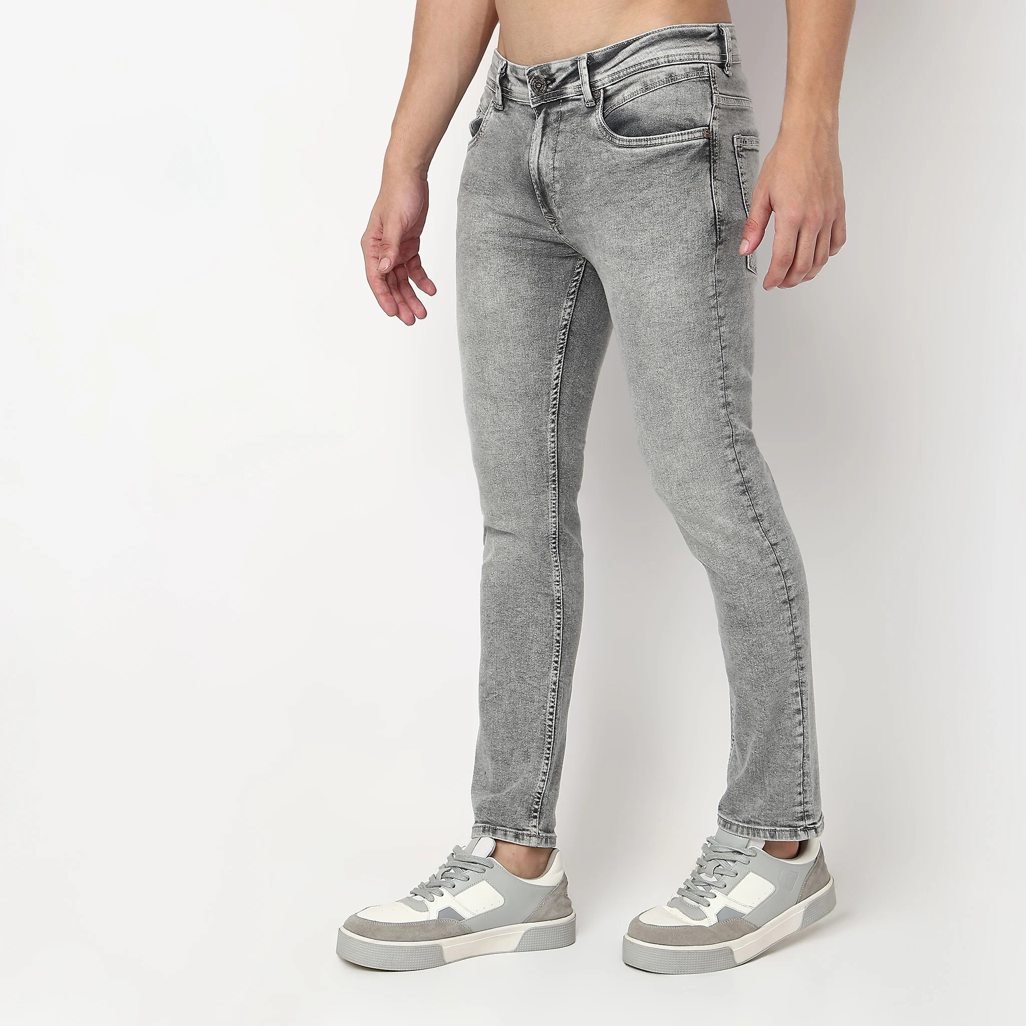 Slim Fit Bleached Textured Jeans - Image 5