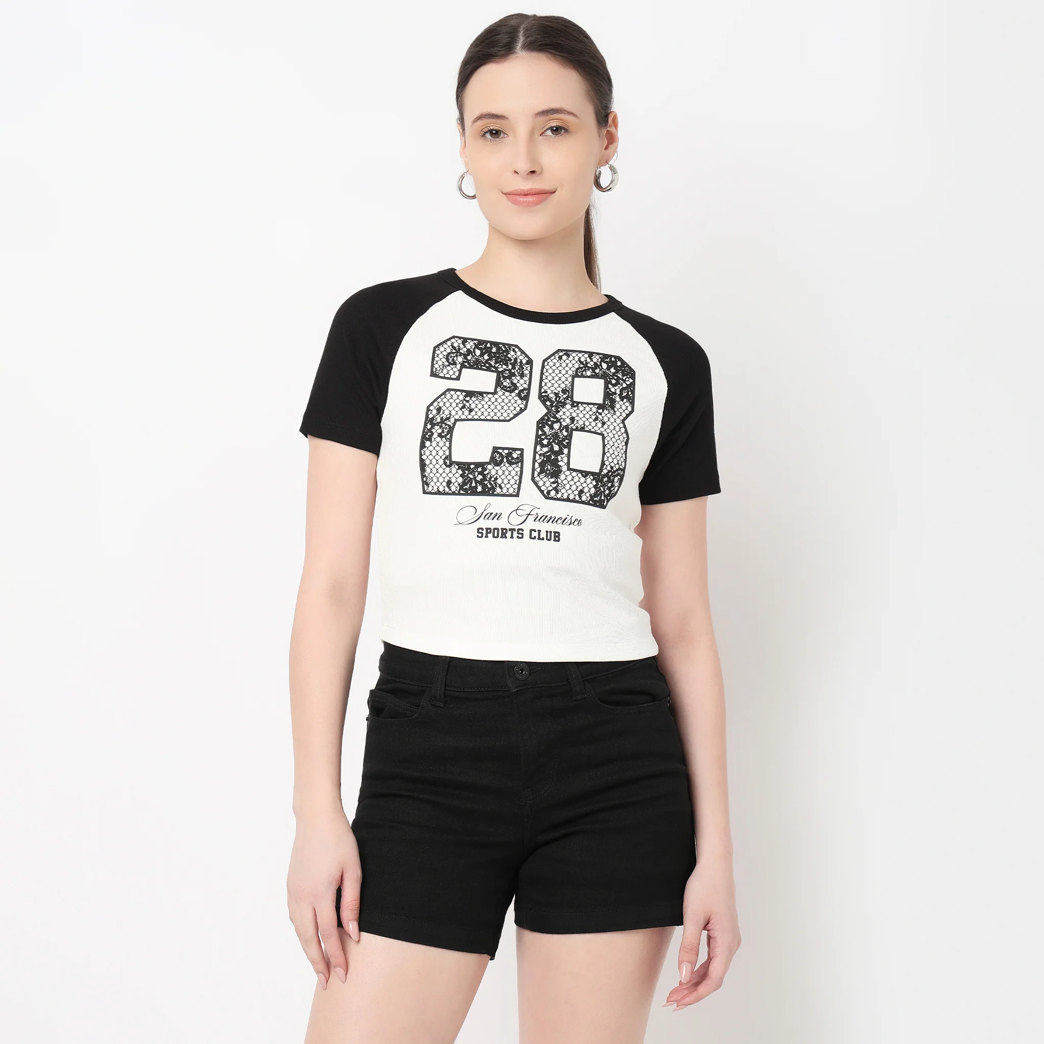 Slim Fit Graphic Crop Tee - Image 2
