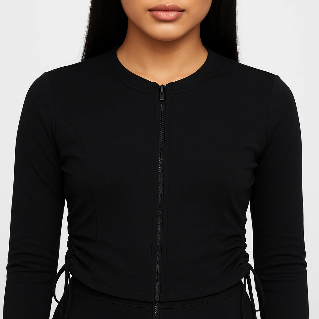Slim Fit Jacket With Corset Panels and Side Ruching - Image 10