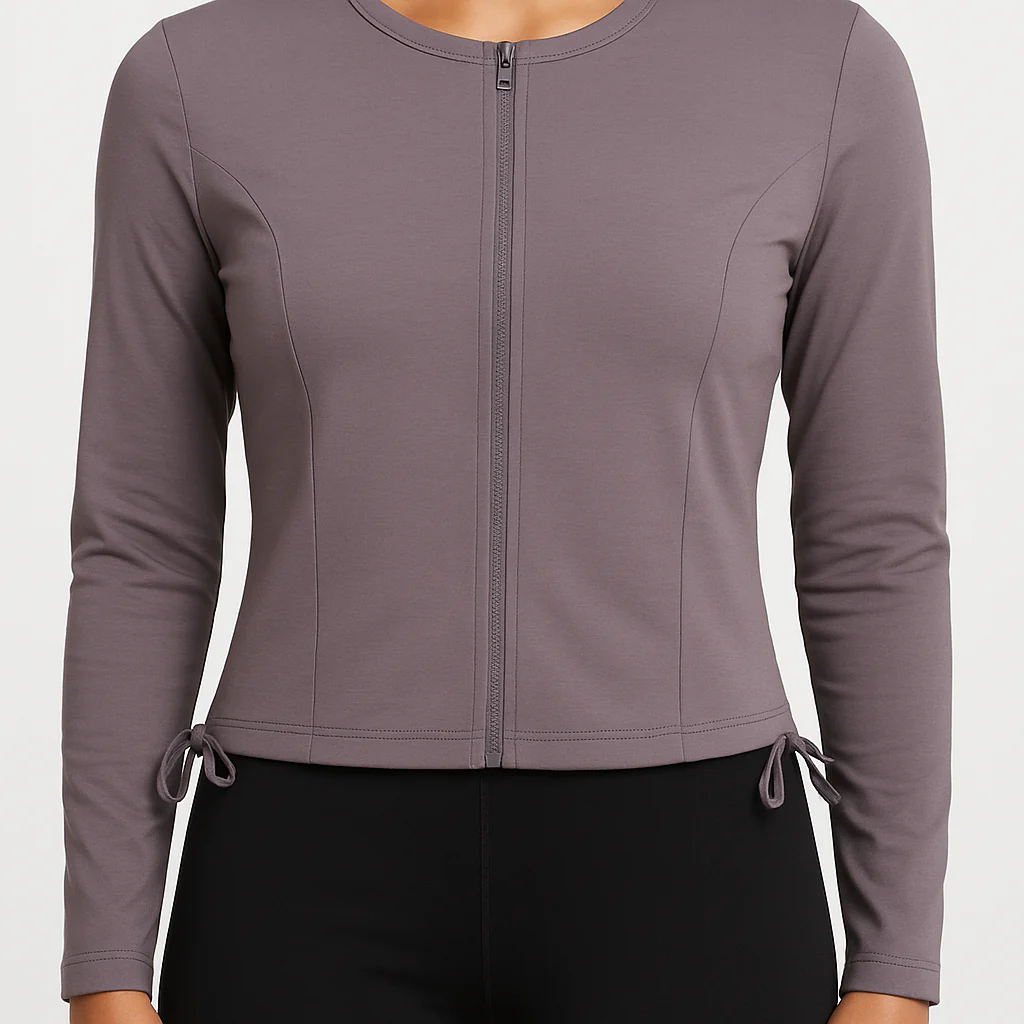Slim Fit Jacket With Corset Panels and Side Ruching - Image 4