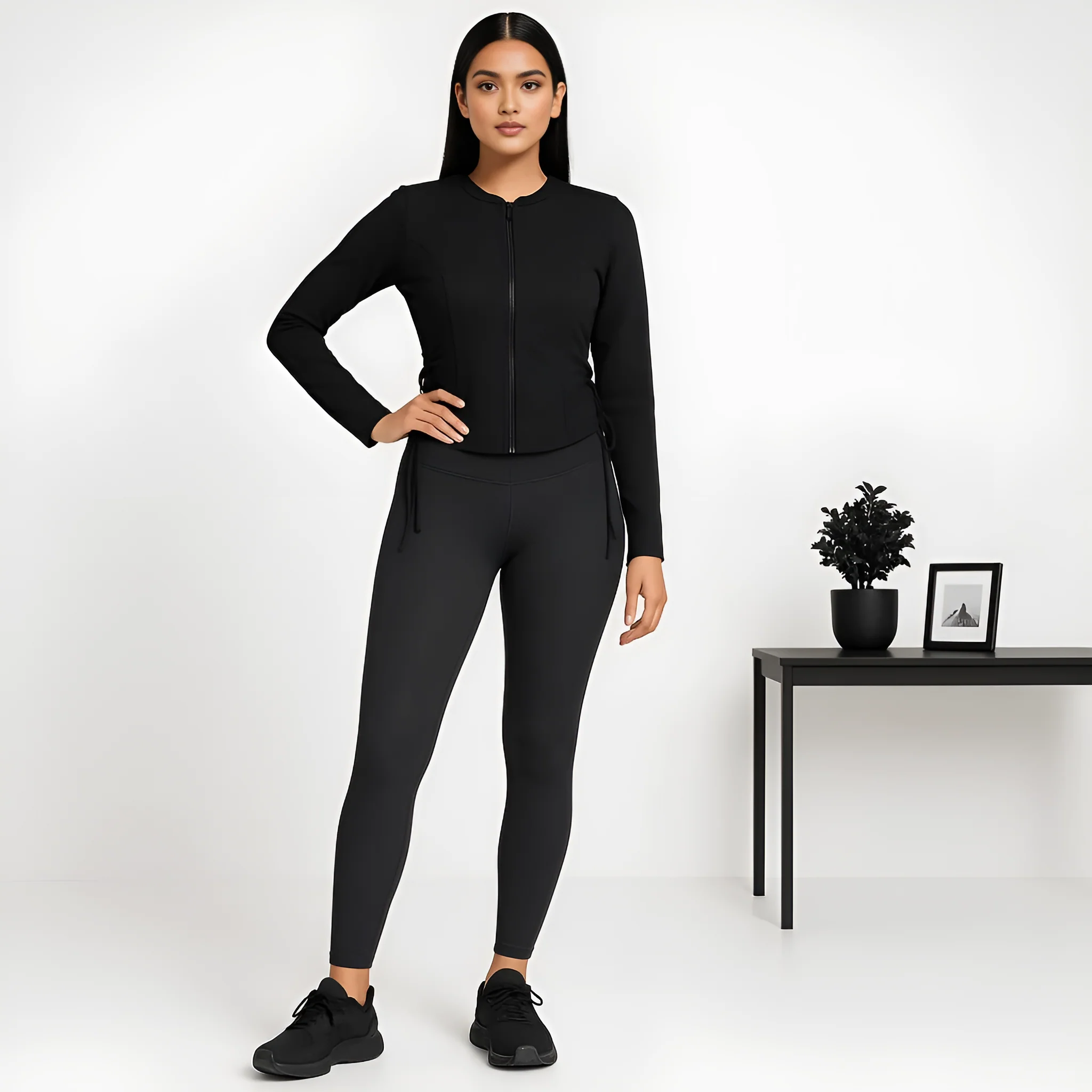 Slim Fit Jacket With Corset Panels and Side Ruching - Image 7