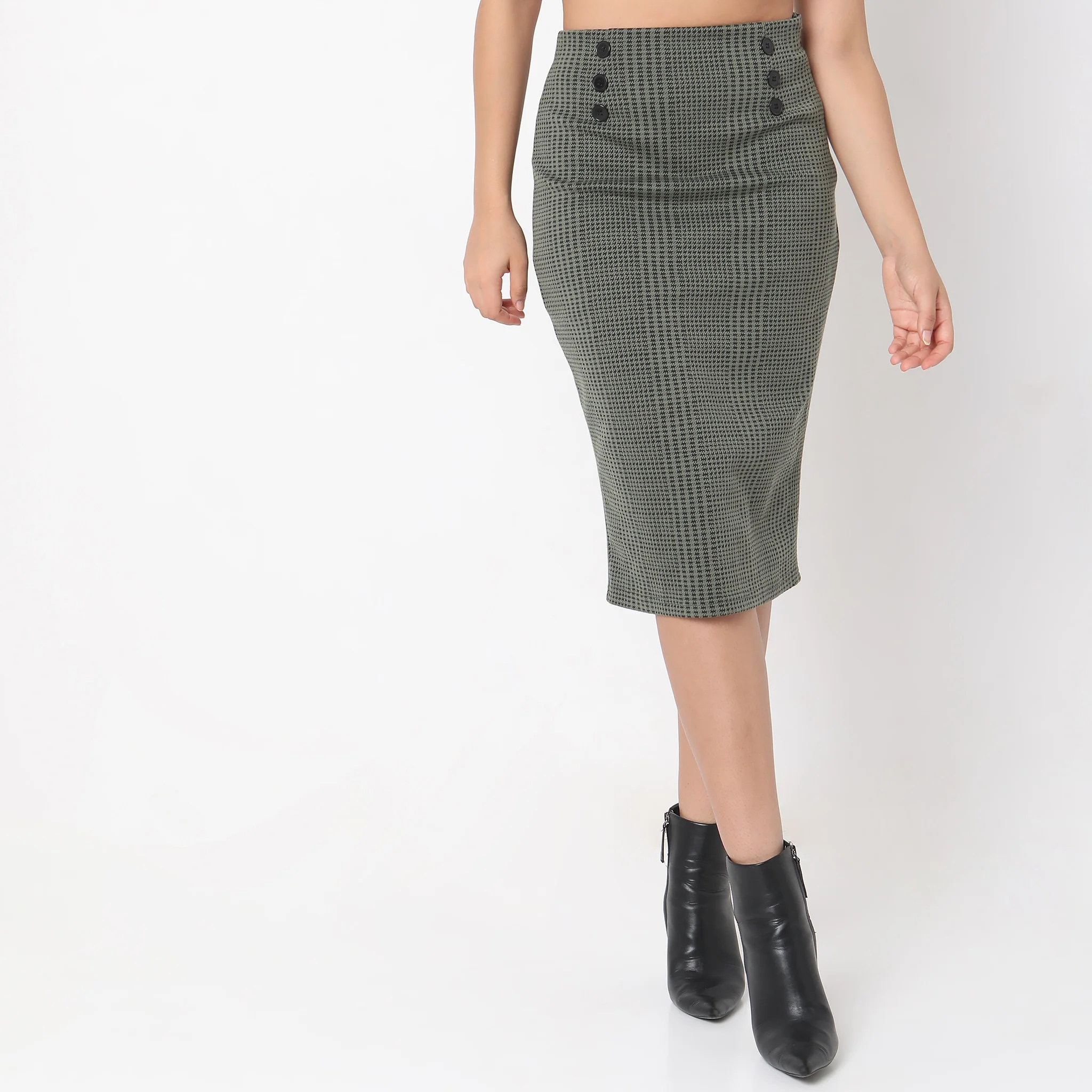 Slim Fit Jacquard Mid Rise Skirt - Image 2