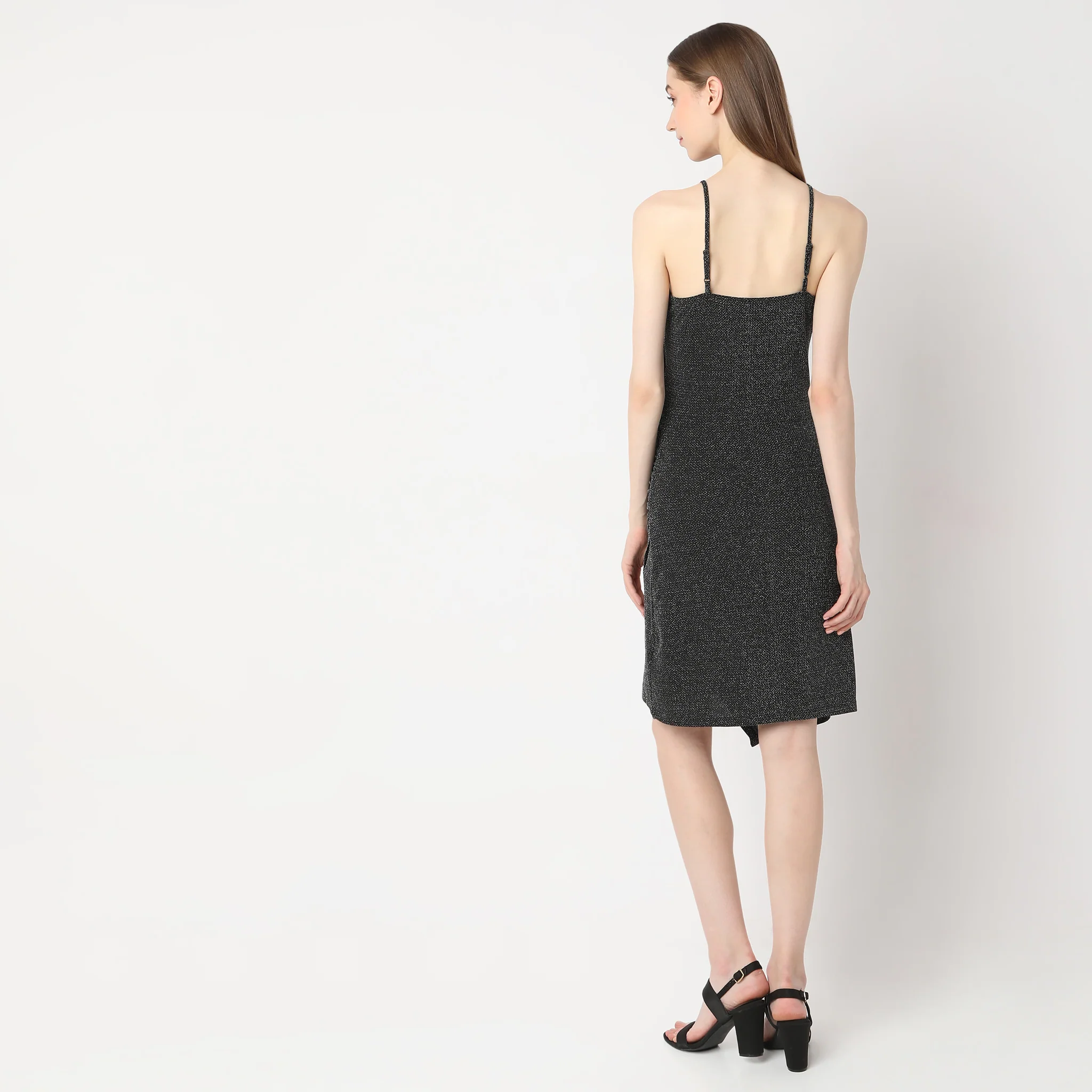 Knee Length Shoulder Straps Shimmer Sheath Party Dress - Image 3