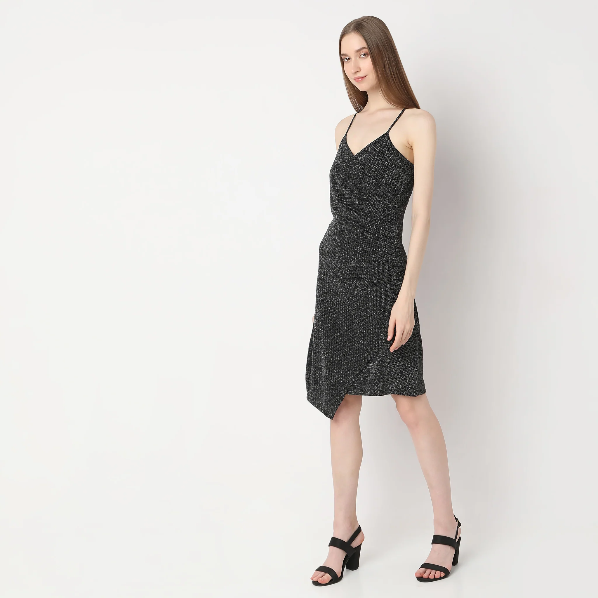 Knee Length Shoulder Straps Shimmer Sheath Party Dress - Image 5