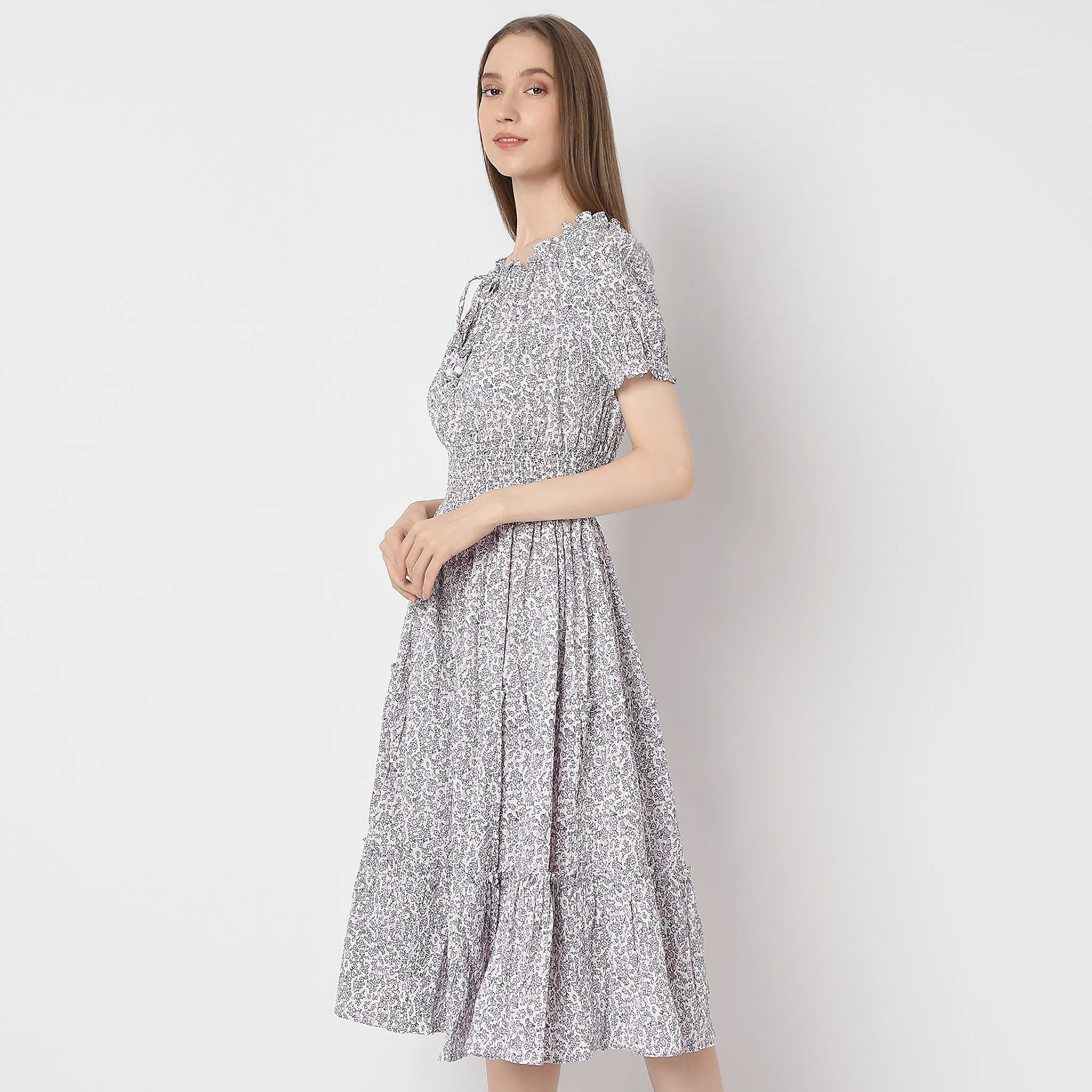 Flare Fit Printed Dress - Image 5