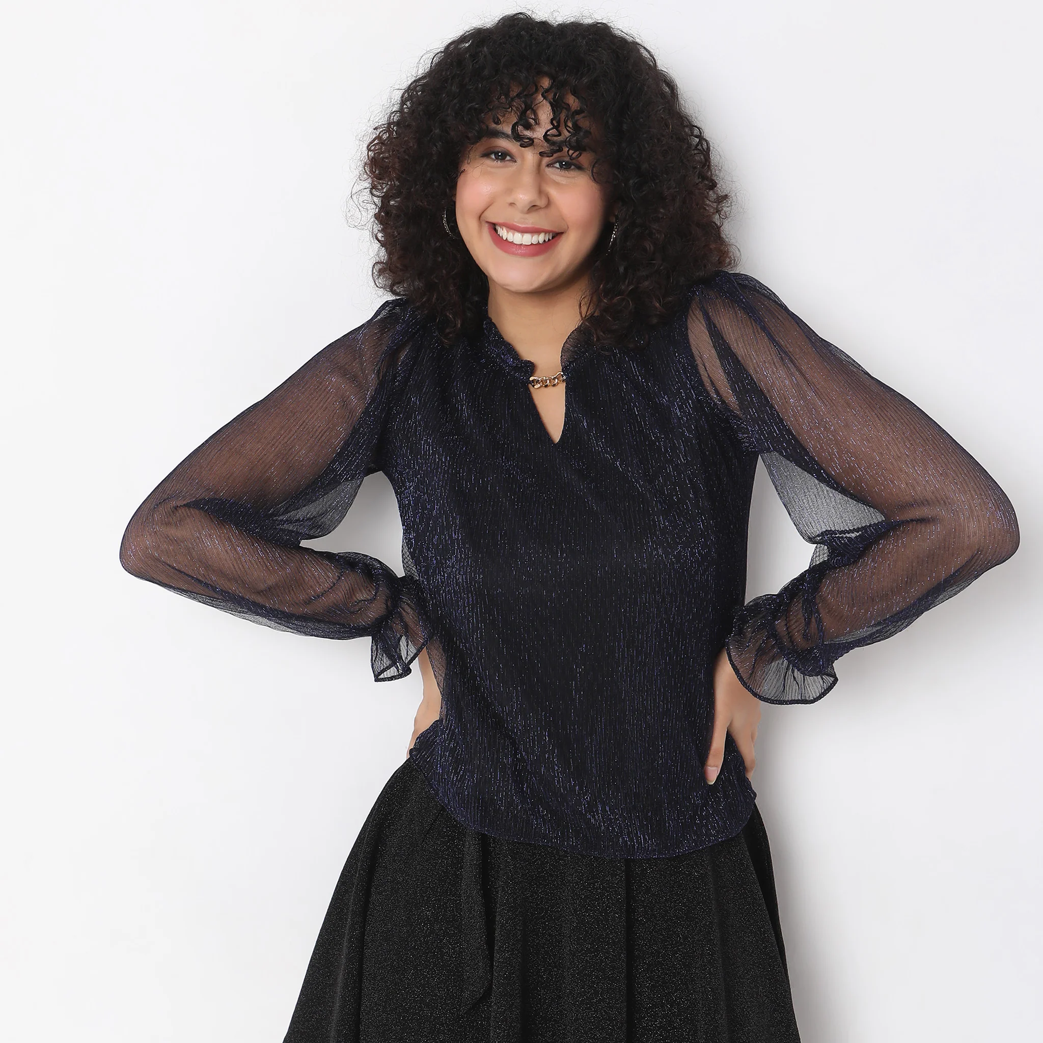 Slim Fit Self Top - Image 2