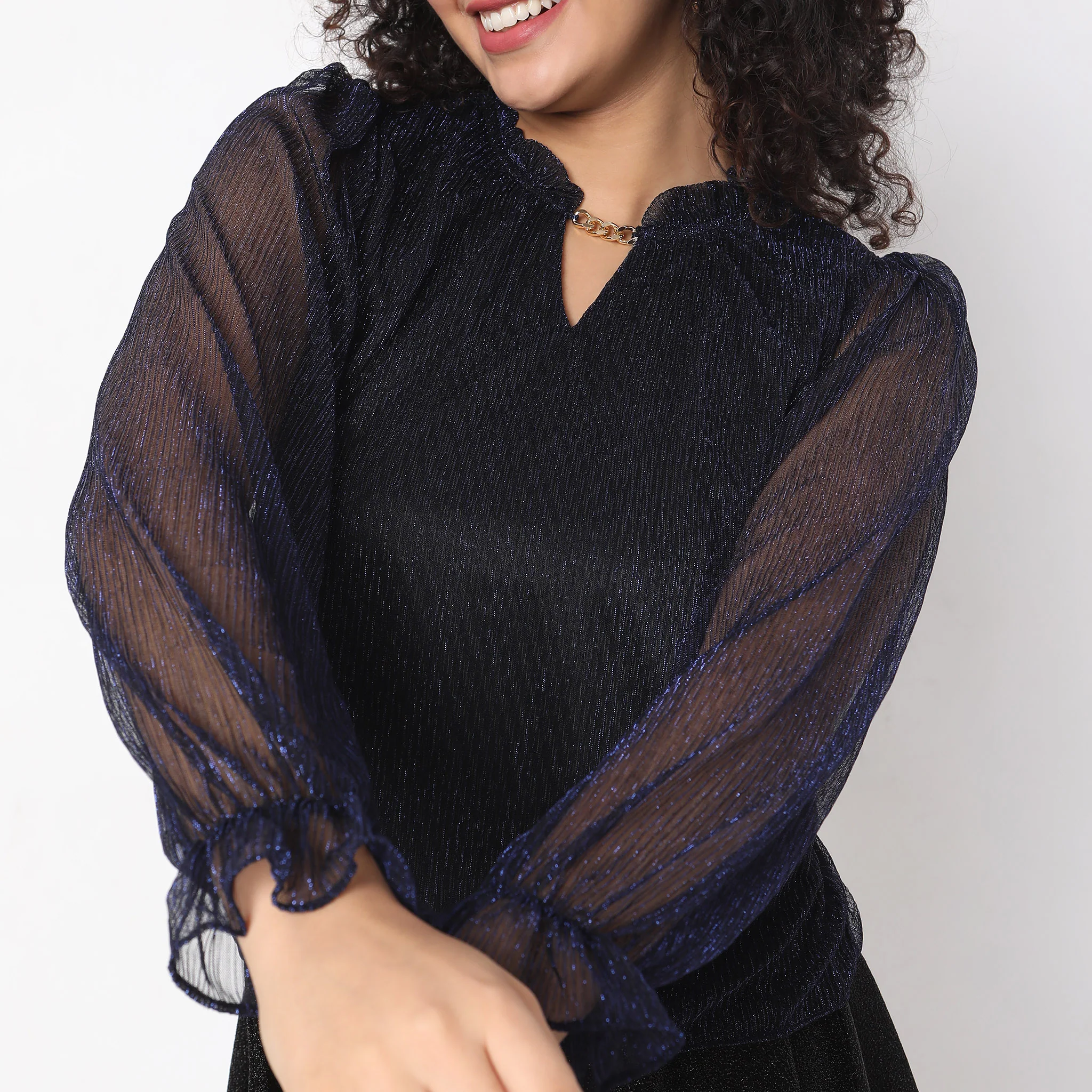 Slim Fit Self Top - Image 4