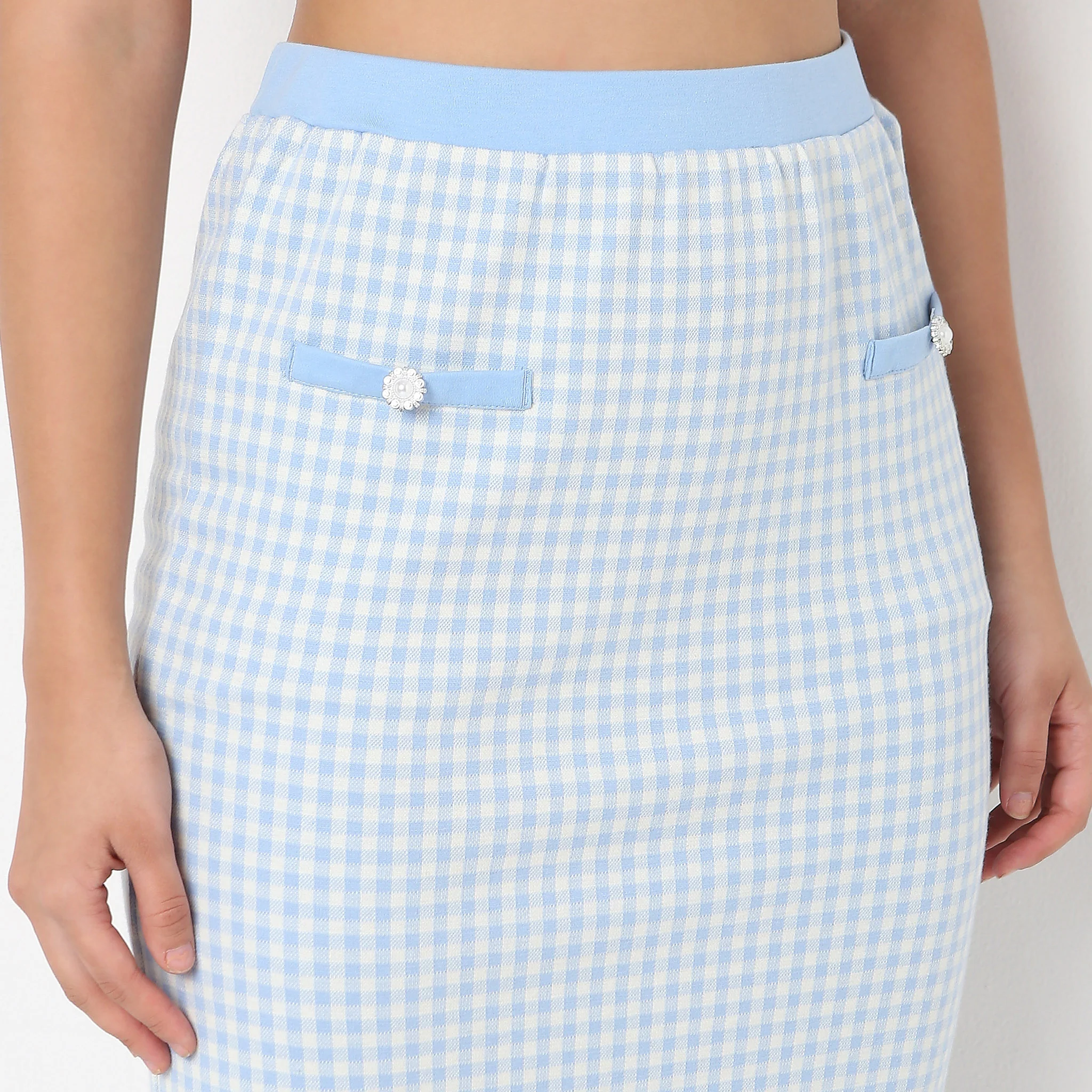 Slim Fit Skirt With Checkered Print - Image 4