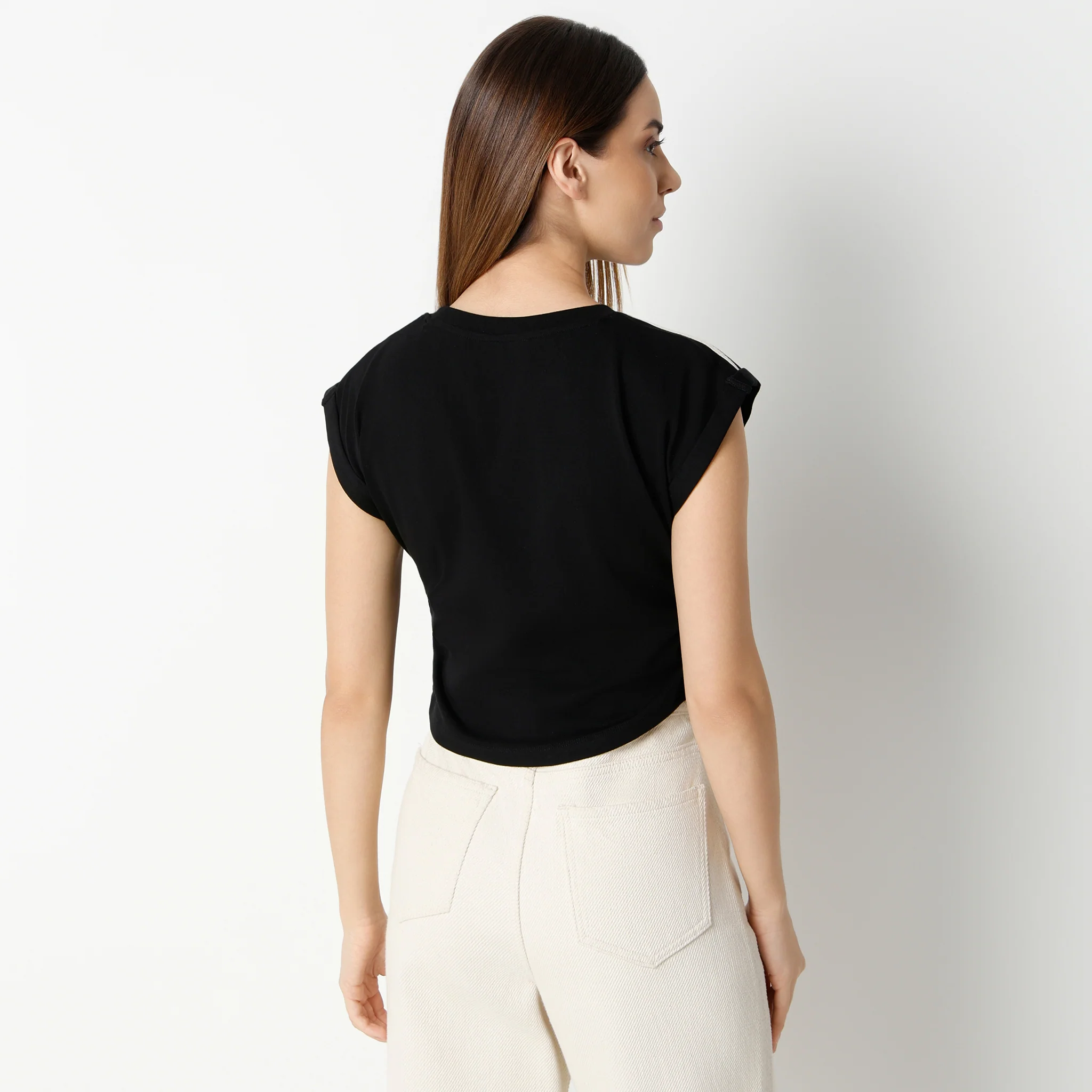 Slim Fit Short Sleeve Crop T-Shirt - Image 3