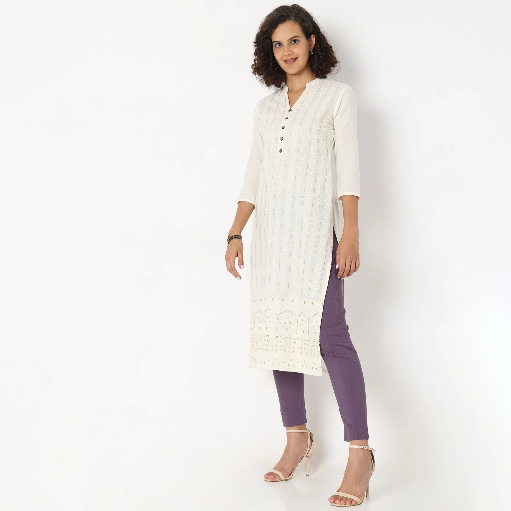 Slim Fit Solid Ethnic Snug Pants