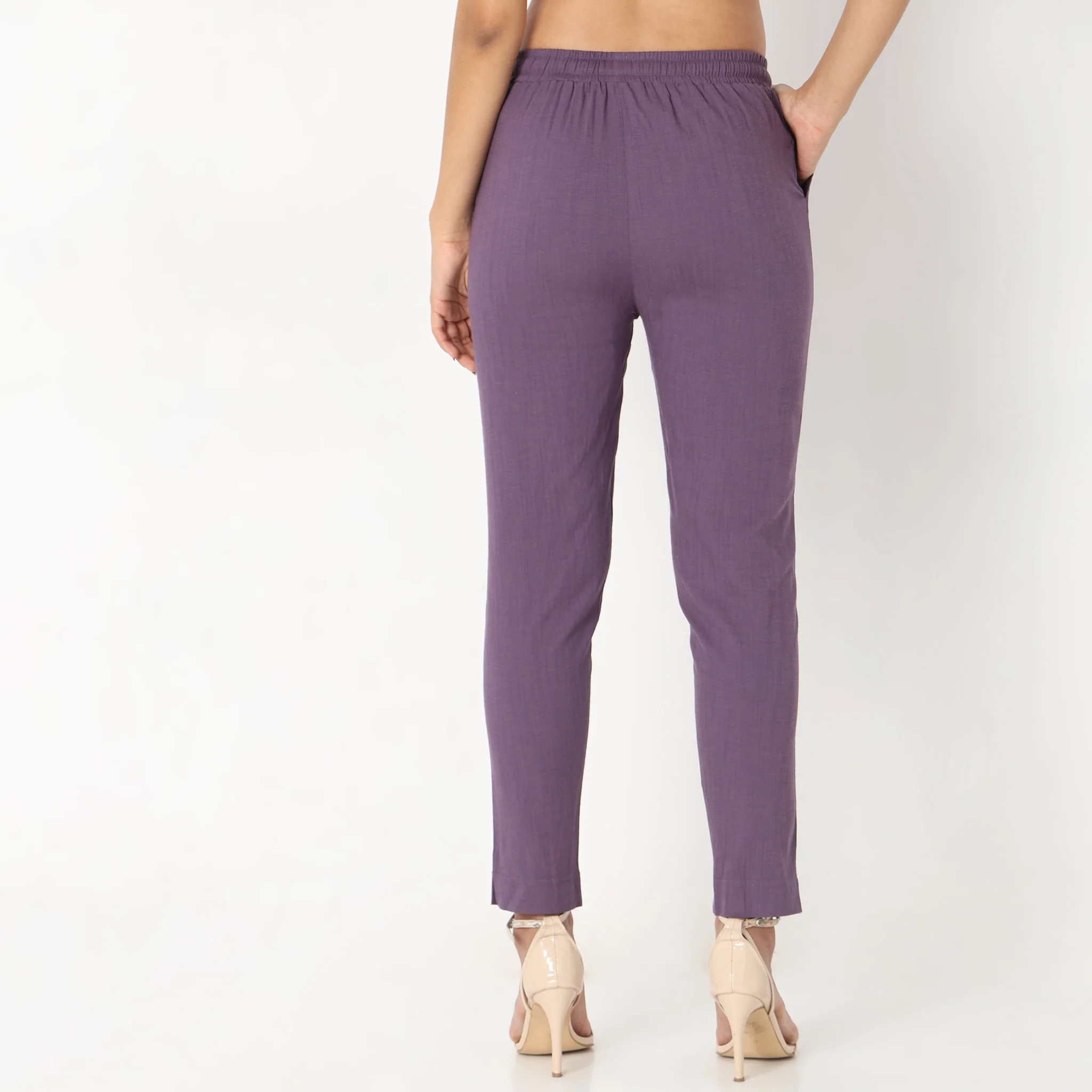 Slim Fit Solid Ethnic Snug Pants - Image 3
