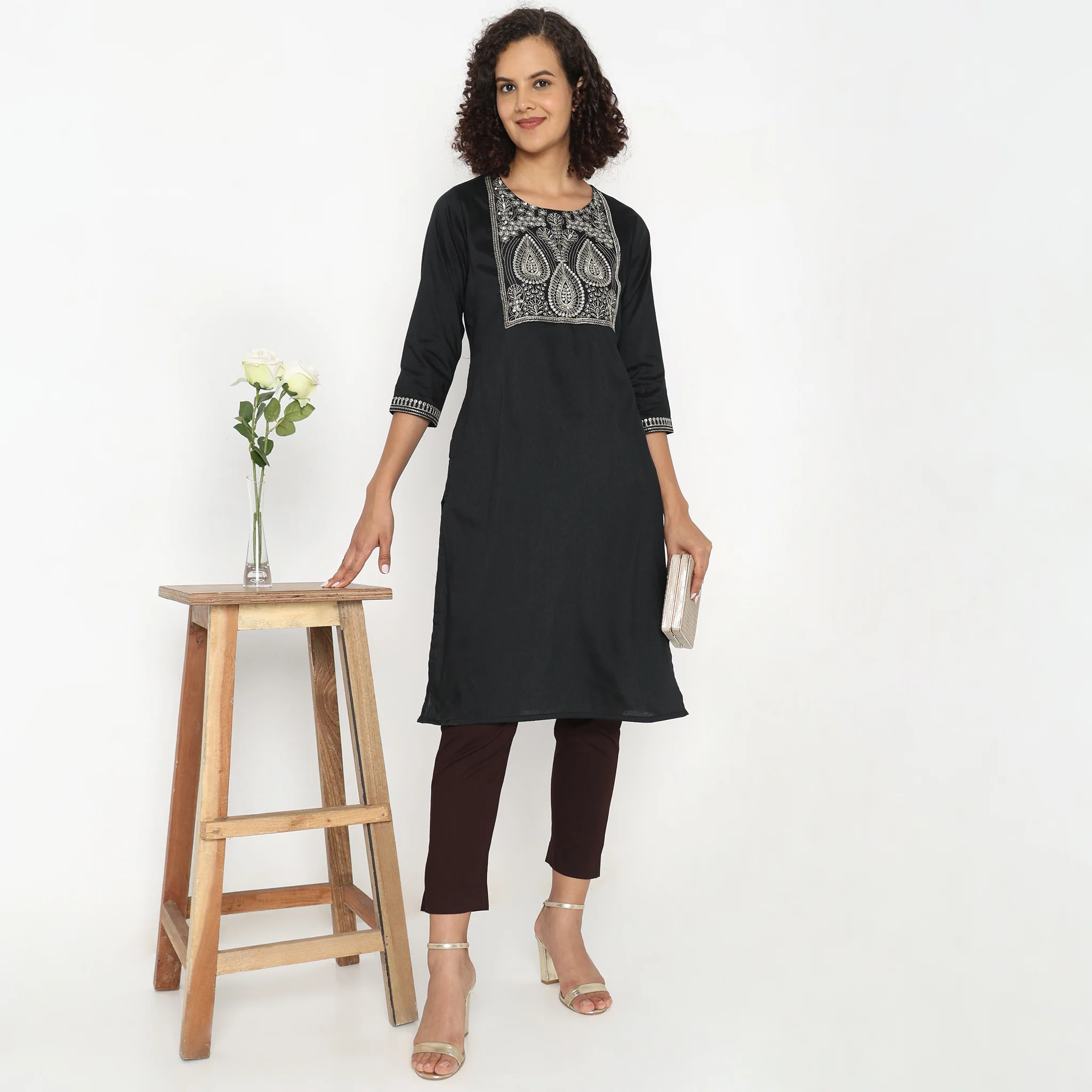 Slim Fit Solid Ethnic Snug Pants - Image 6