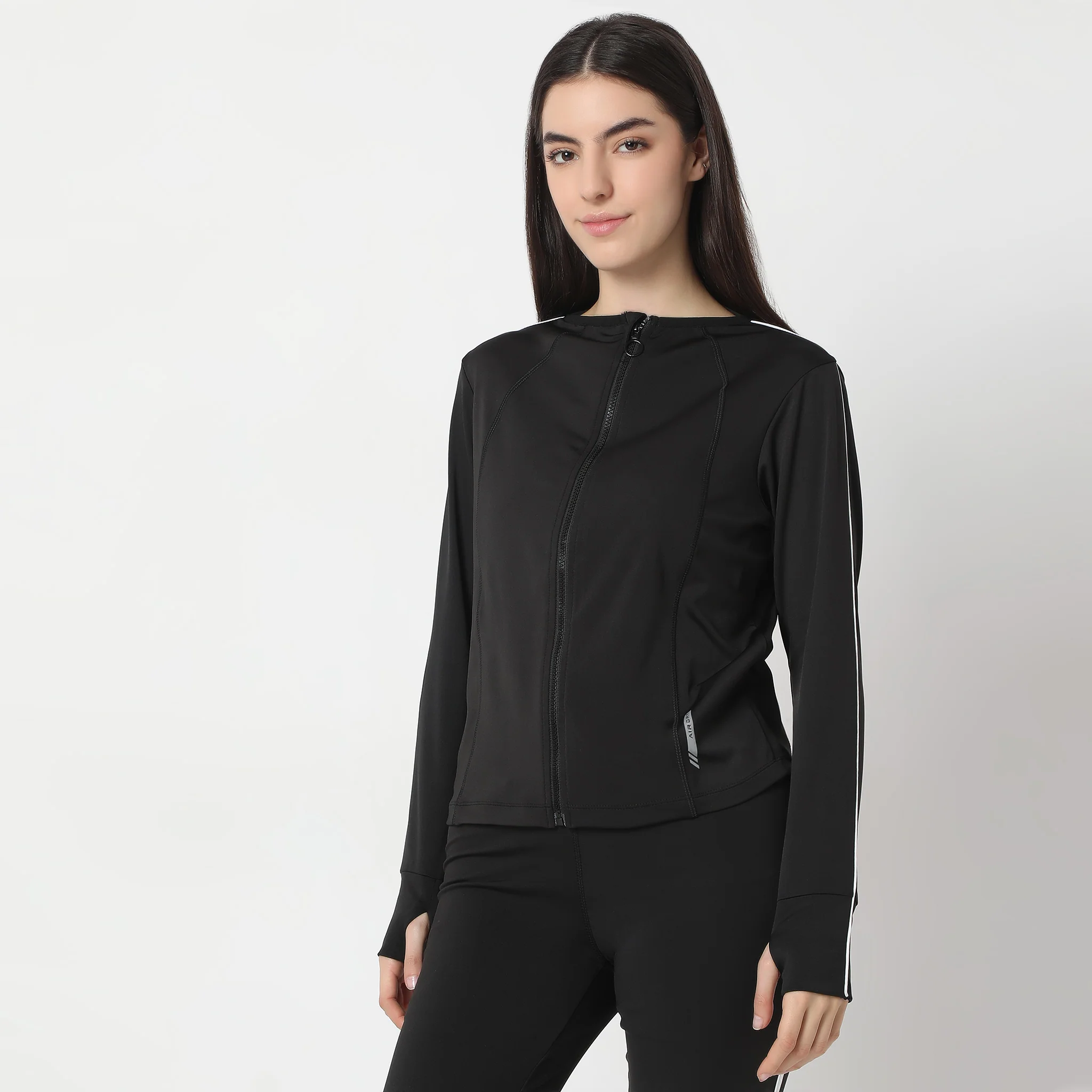Slim Fit Mock Turtle Neck Full Sleeve Active Jacket - Image 2