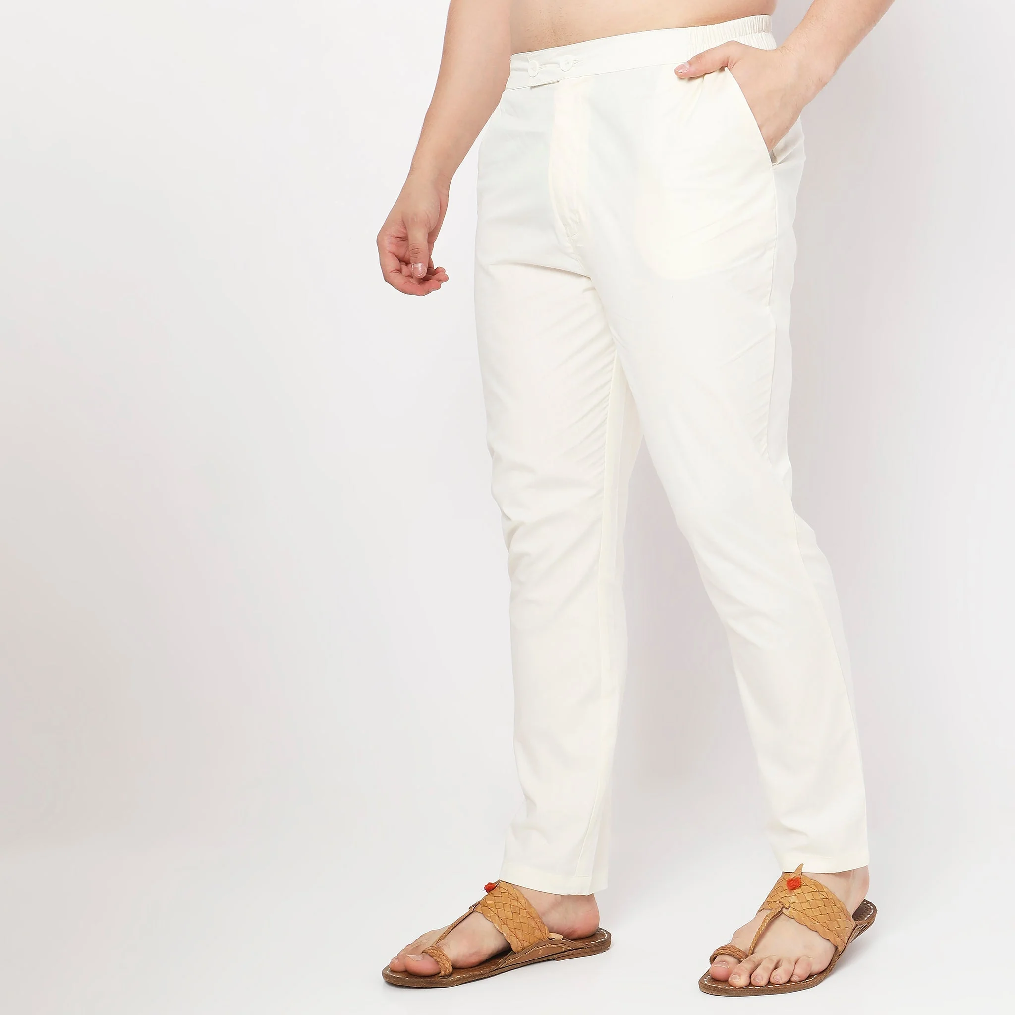 Perfect Ethnic Pants To Pair With Kurtas And Kurta-Shirts - Slim Fit Mid Rise Trousers - Image 13