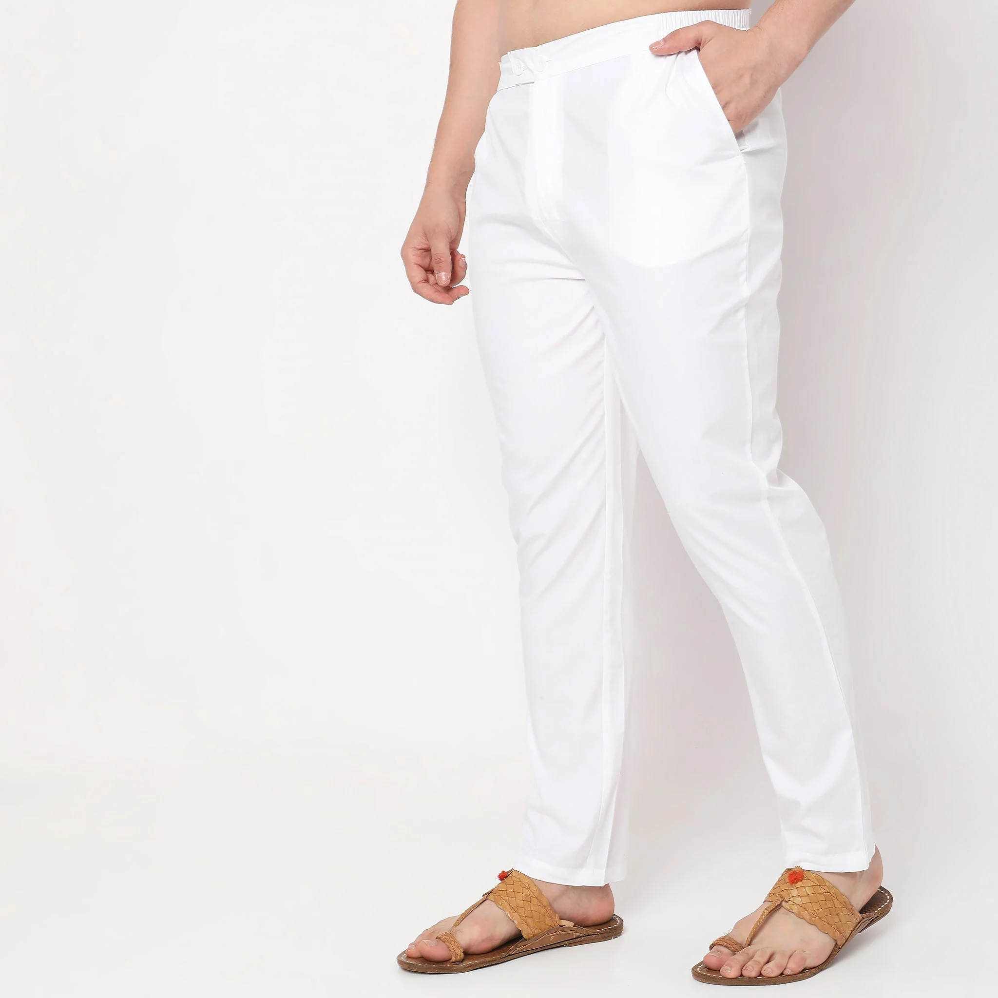 Perfect Ethnic Pants To Pair With Kurtas And Kurta-Shirts - Slim Fit Mid Rise Trousers - Image 18