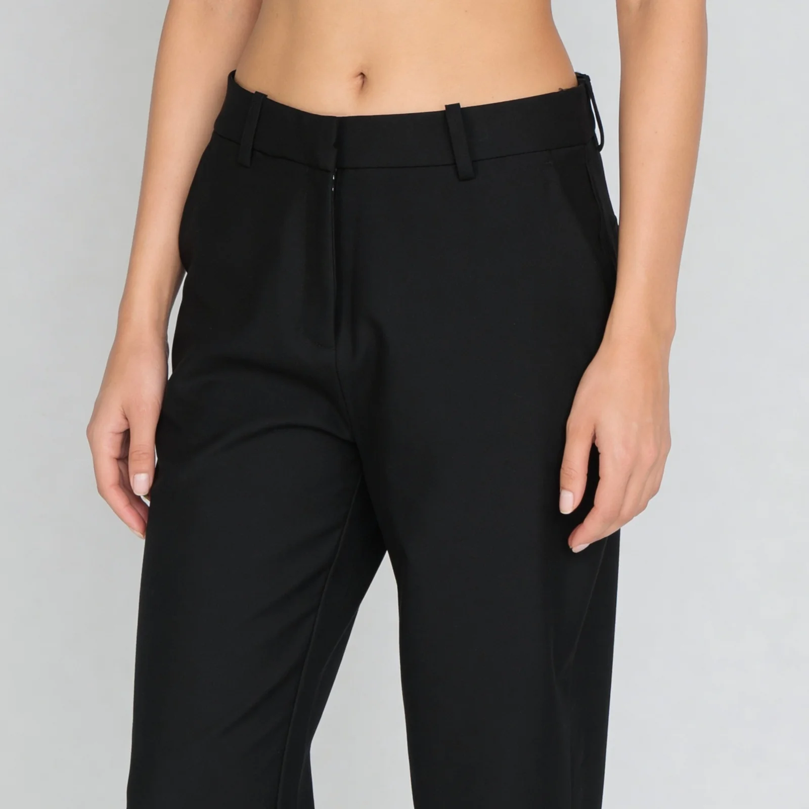 Slim Fit Solid Mid Rise Trousers - Image 4