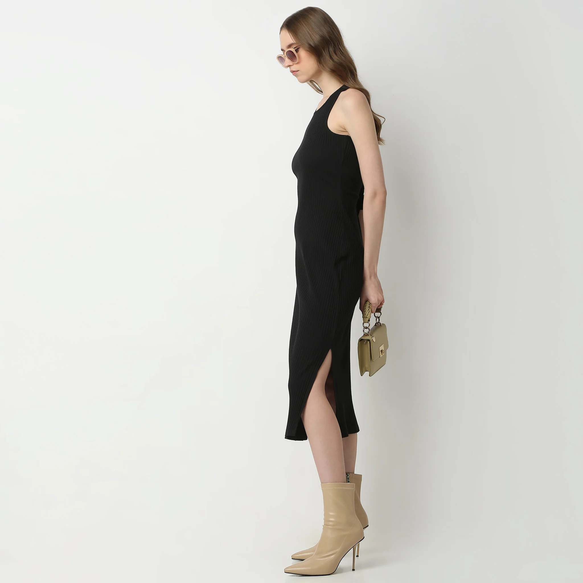 Slim Fit Sleeveless Below Knee Betty Dress