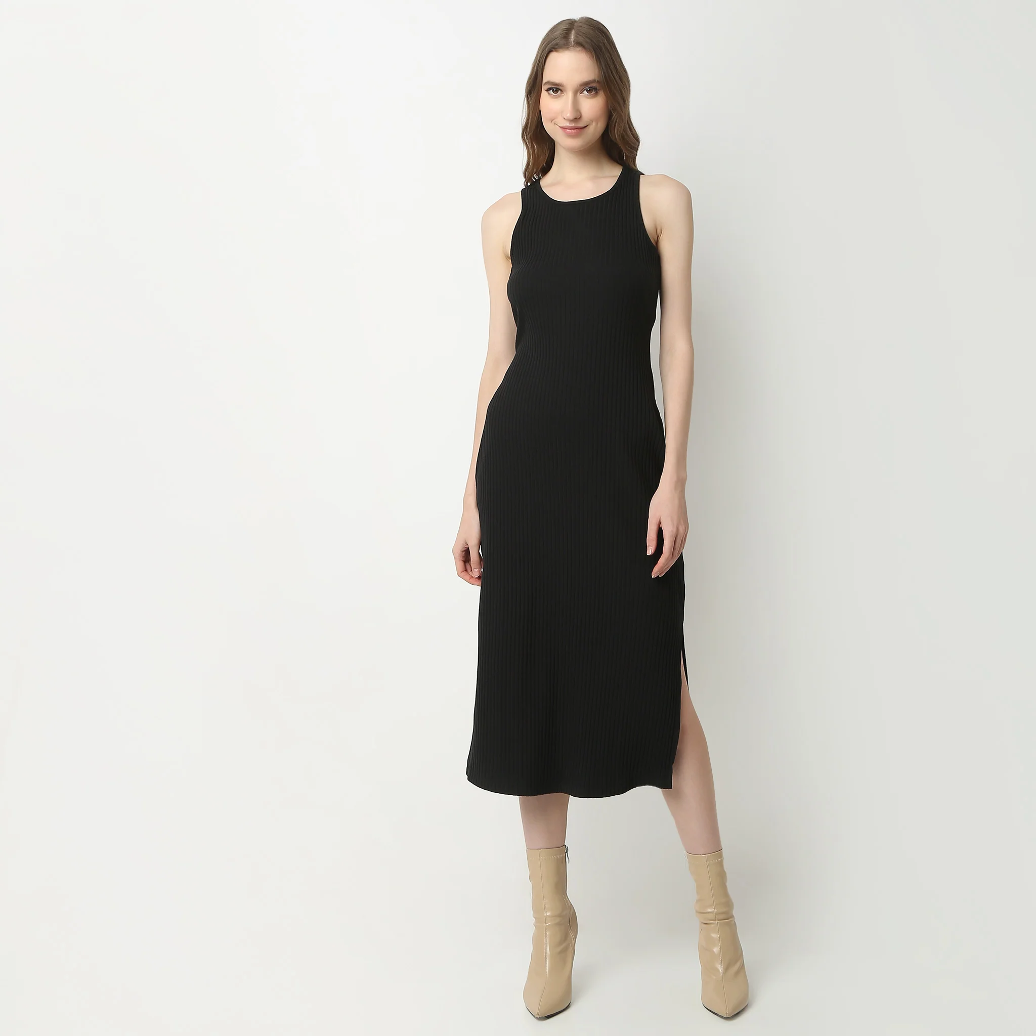 Slim Fit Sleeveless Below Knee Betty Dress - Image 2
