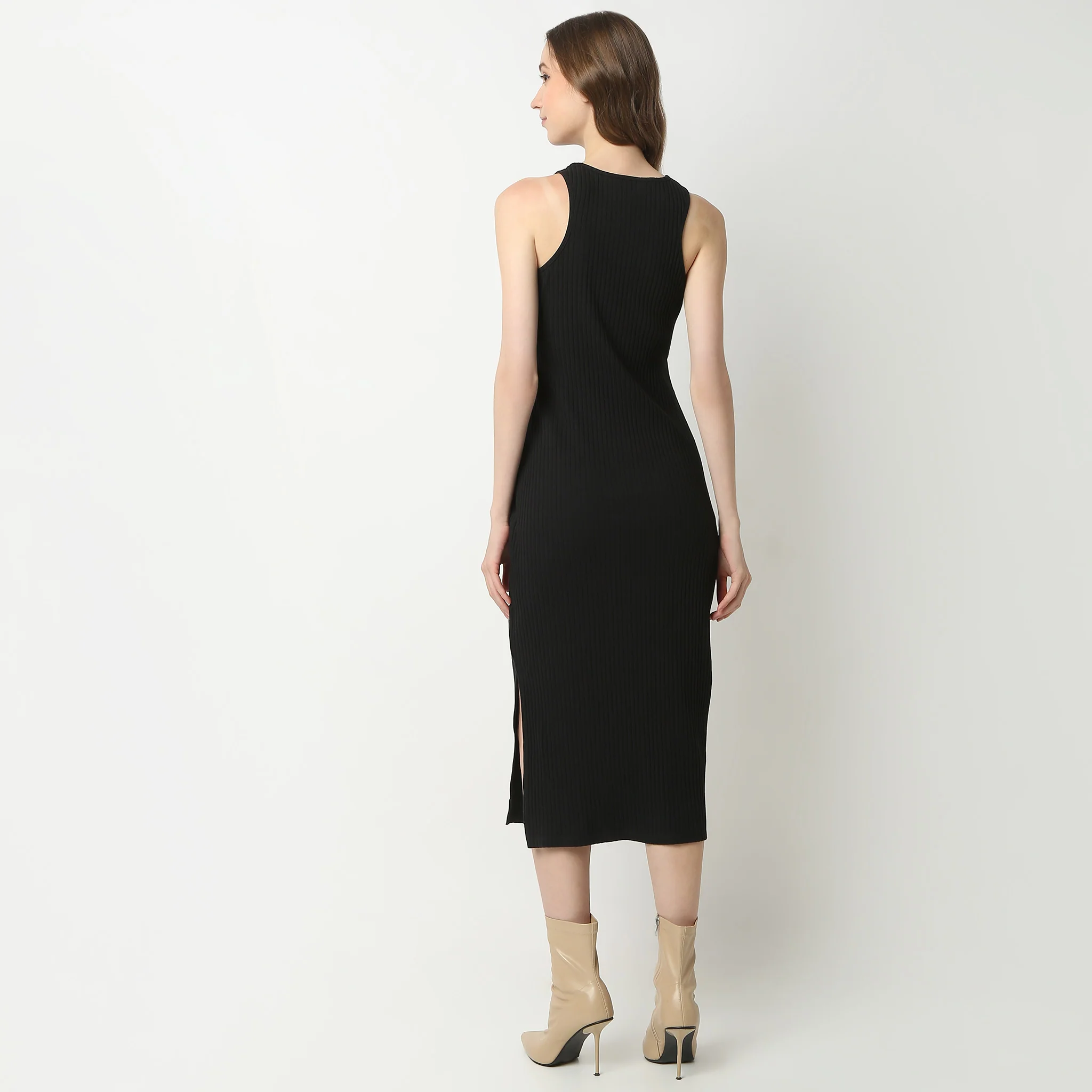 Slim Fit Sleeveless Below Knee Betty Dress - Image 3