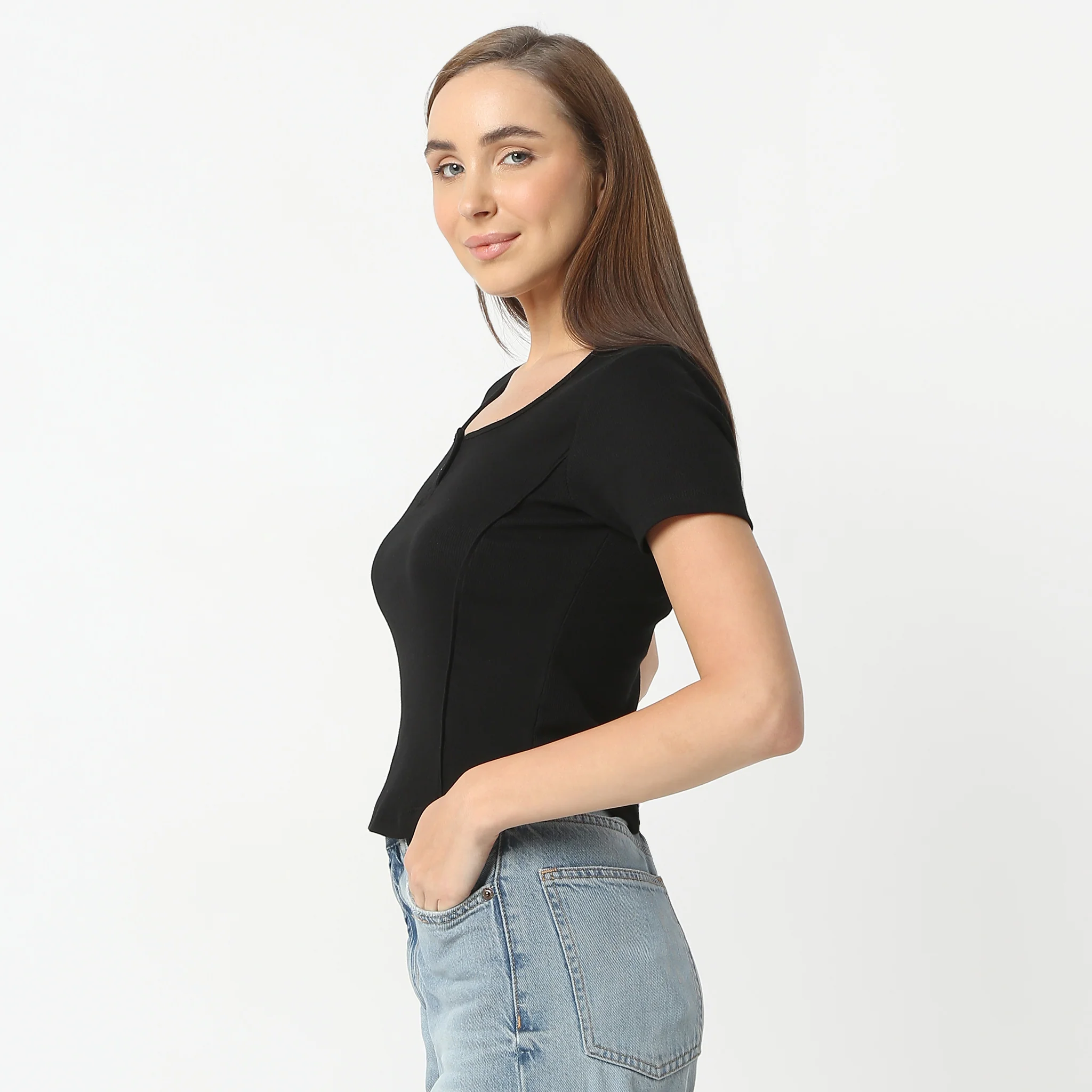 Slim Fit Short Sleeve Solid Betty Essential T-Shirt - Image 13