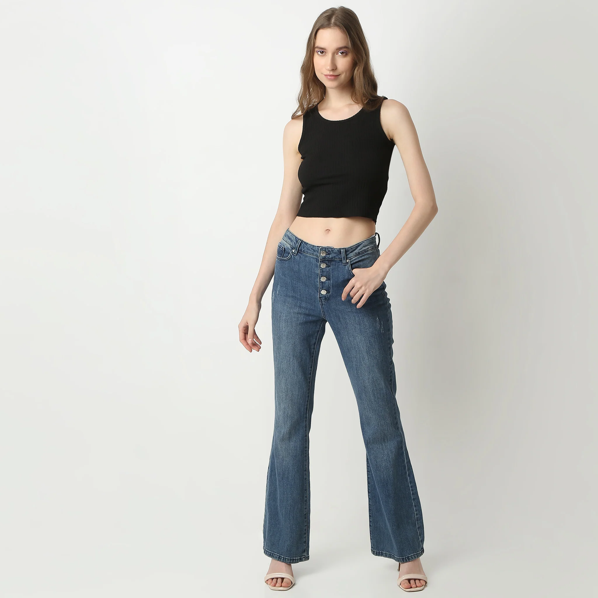 Slim Fit Solid Sleeveless Scoop Neck Betty Fashion T-Shirt