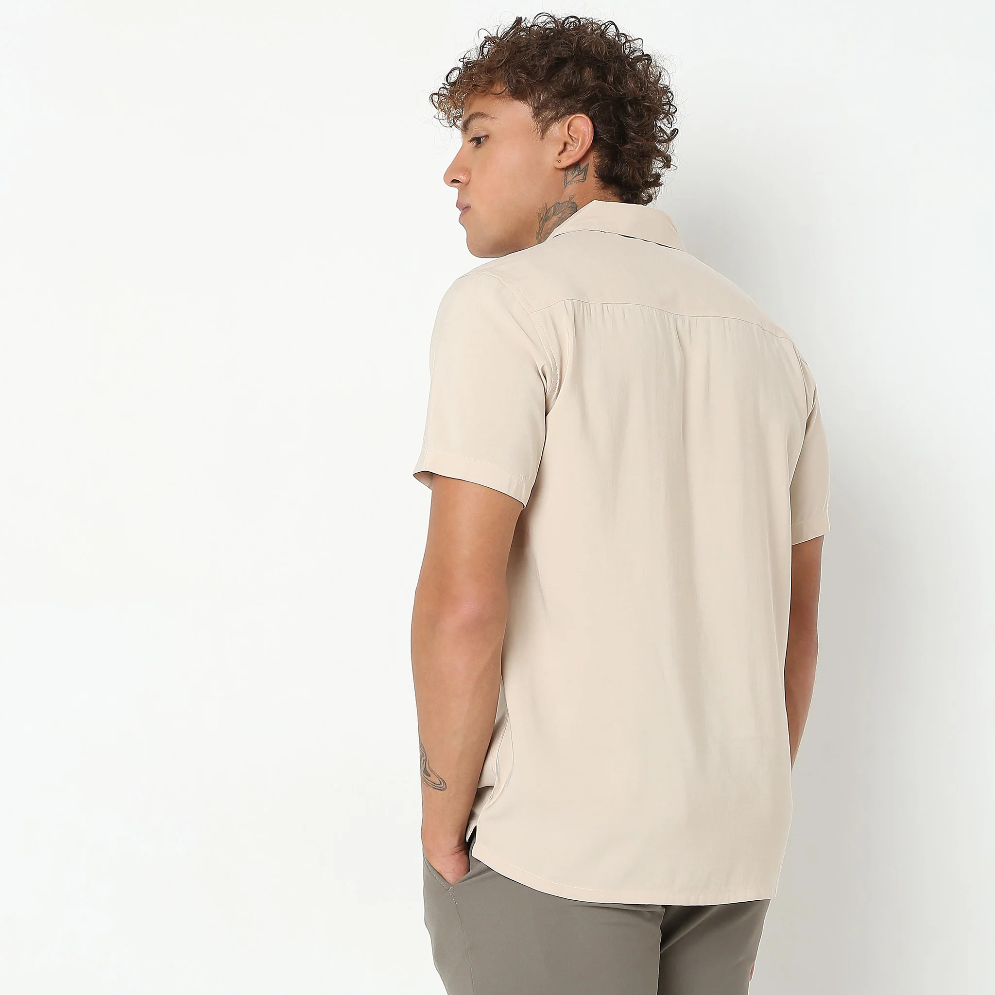 Slim Fit Solid Shirt - Image 3