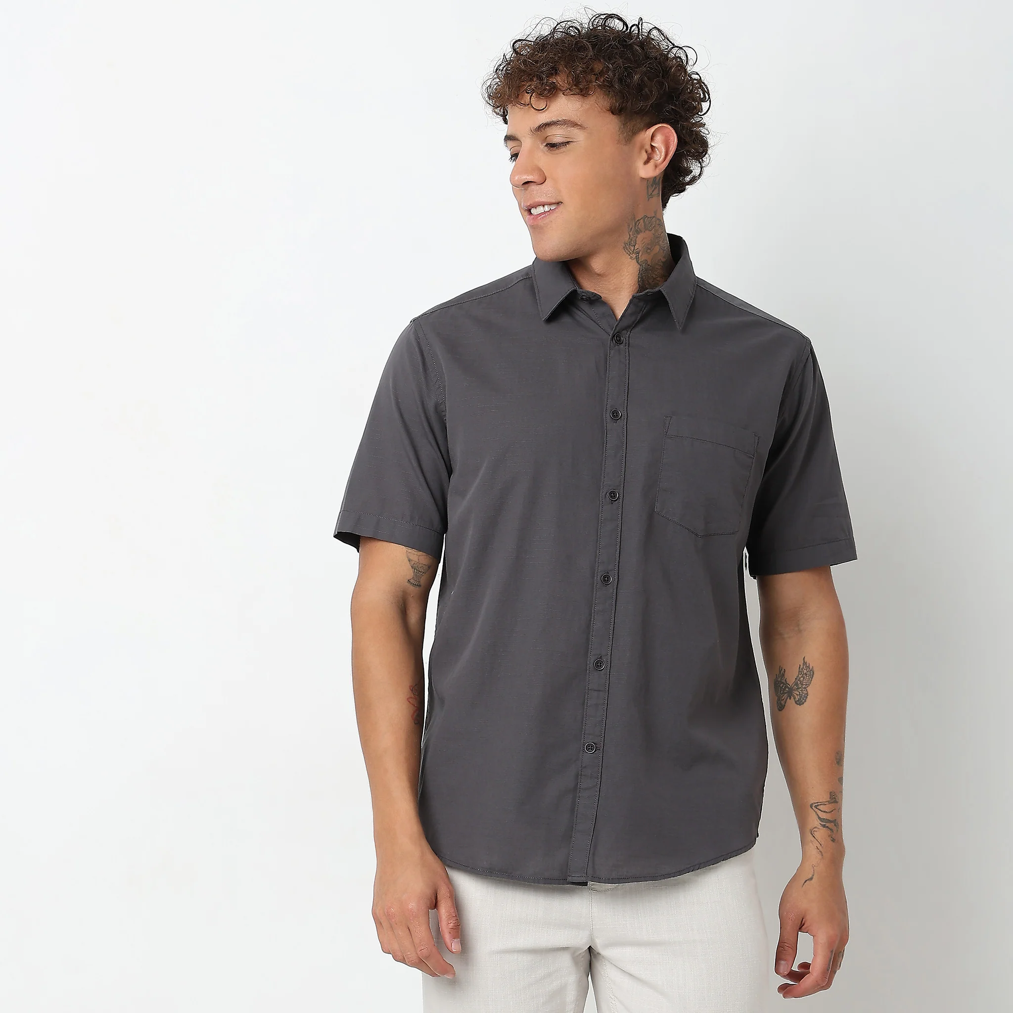 Slim Fit Solid Shirt - Image 17