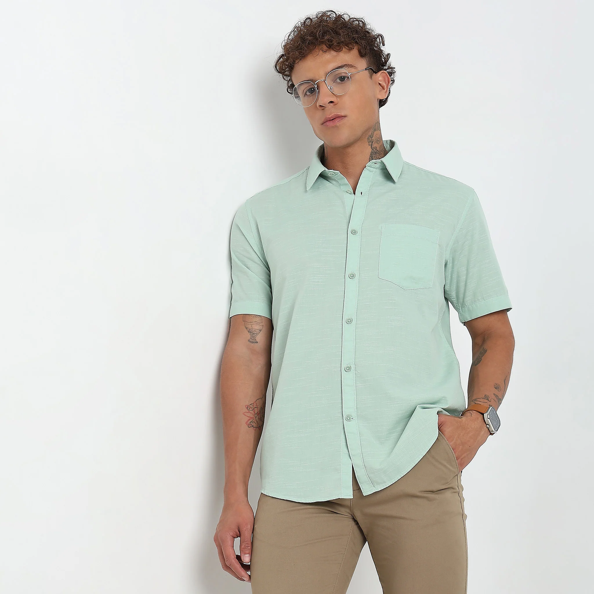 Slim Fit Solid Shirt - Image 2