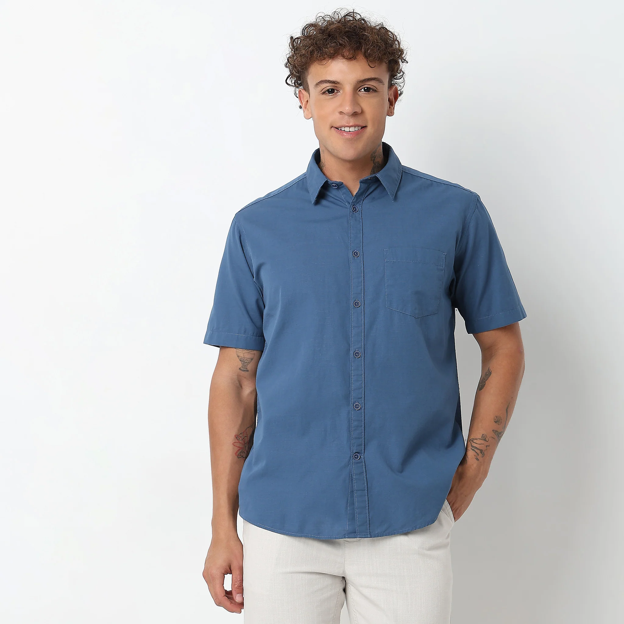 Slim Fit Solid Shirt - Image 22