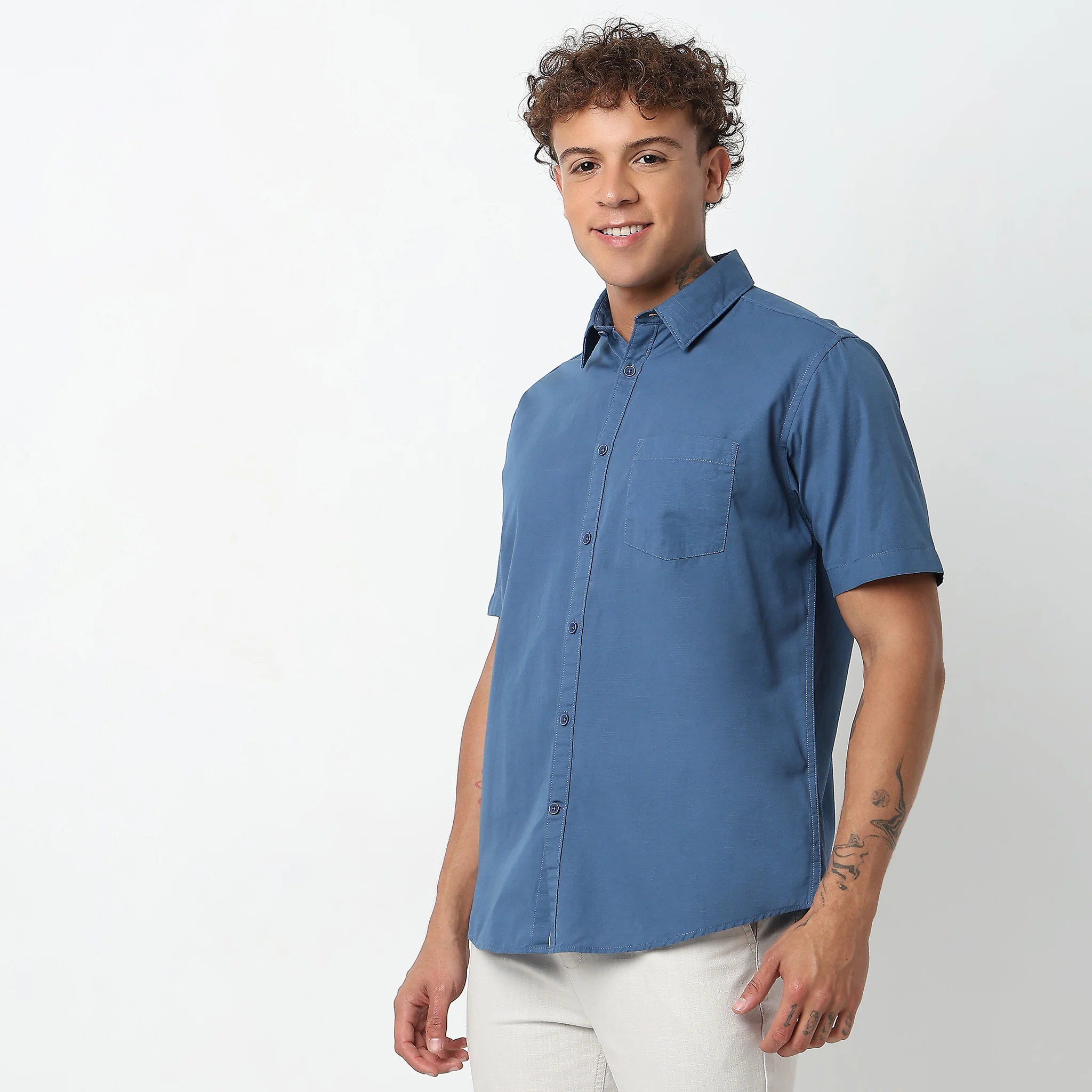 Slim Fit Solid Shirt - Image 25